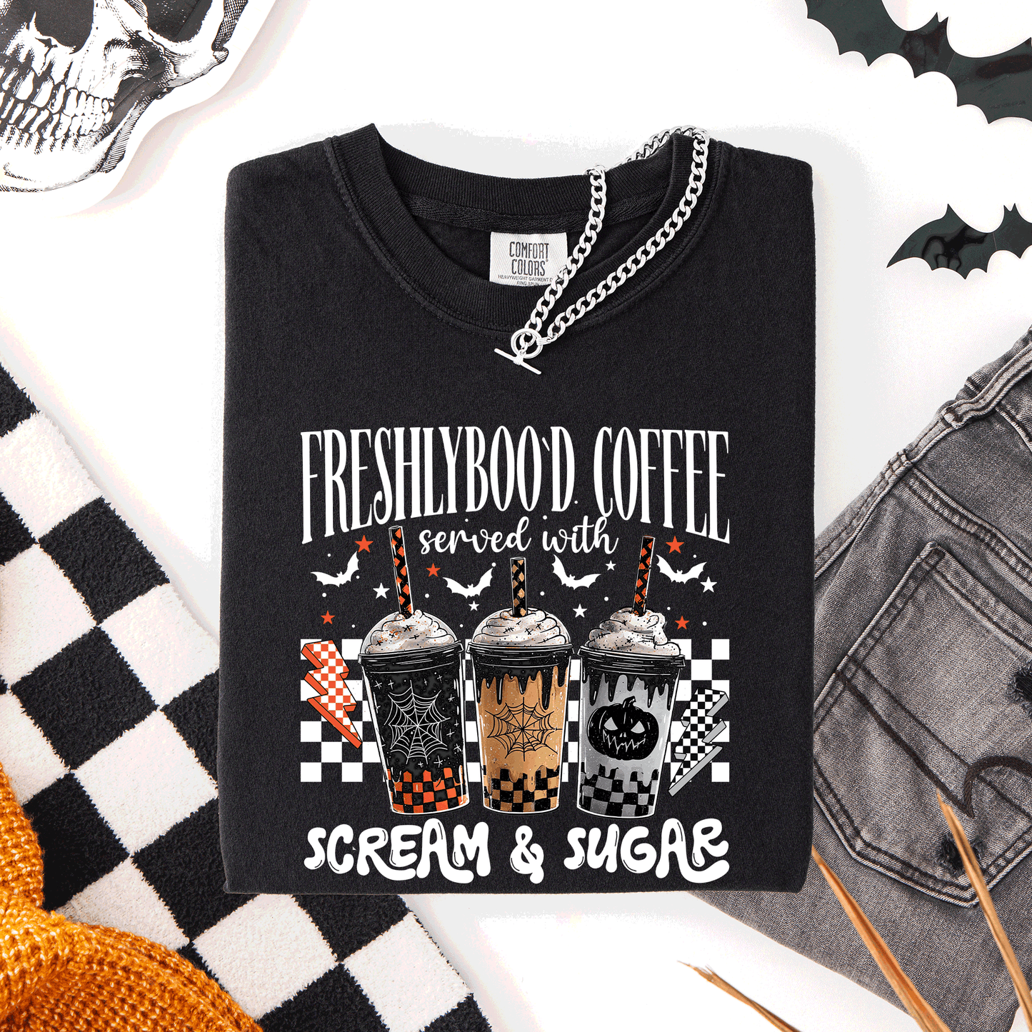 Halloween Coffee Freshly Boo'd Comfort Colors T-Shirt Refinery Number One