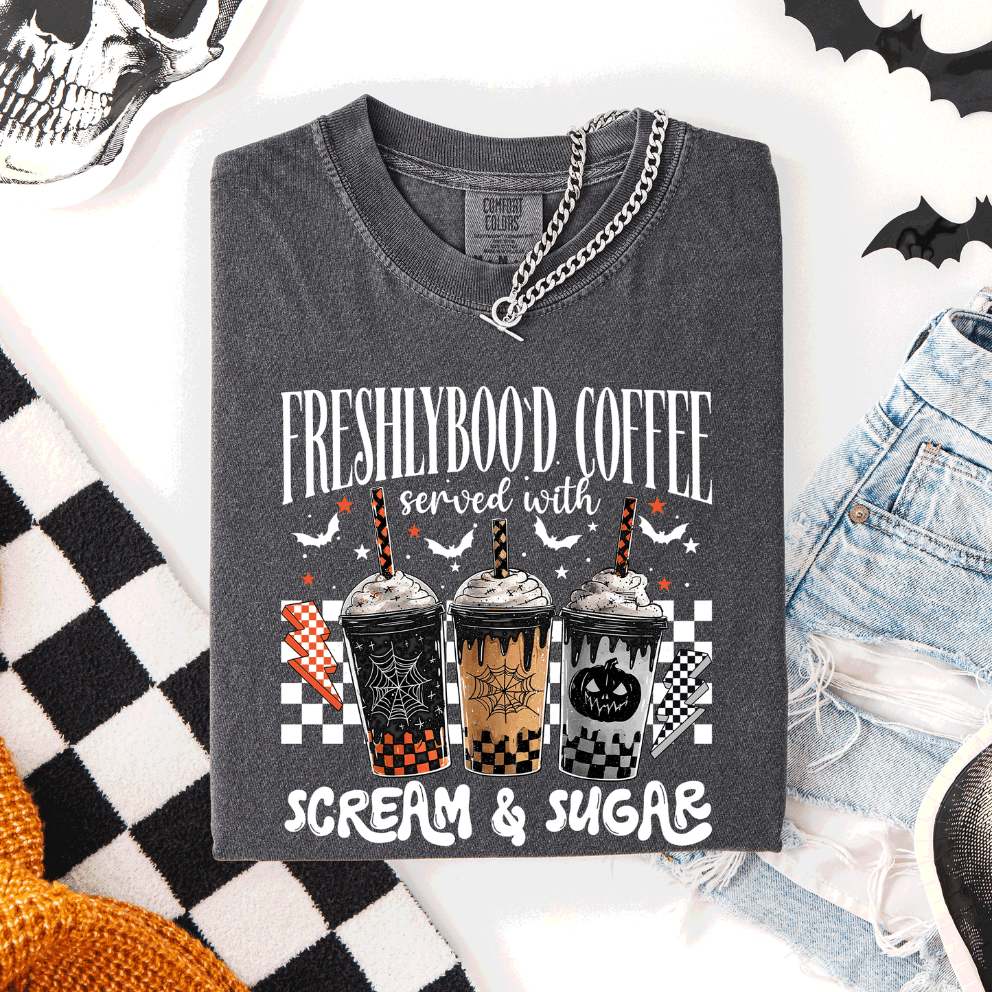 Halloween Coffee Freshly Boo'd Comfort Colors T-Shirt Refinery Number One