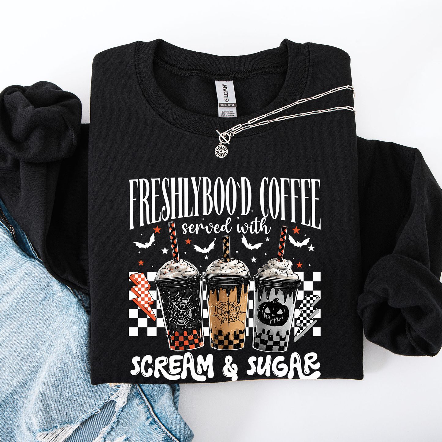 Halloween Coffee Freshly Boo'd Cute Witch Spooky Sweatshirt Refinery Number One