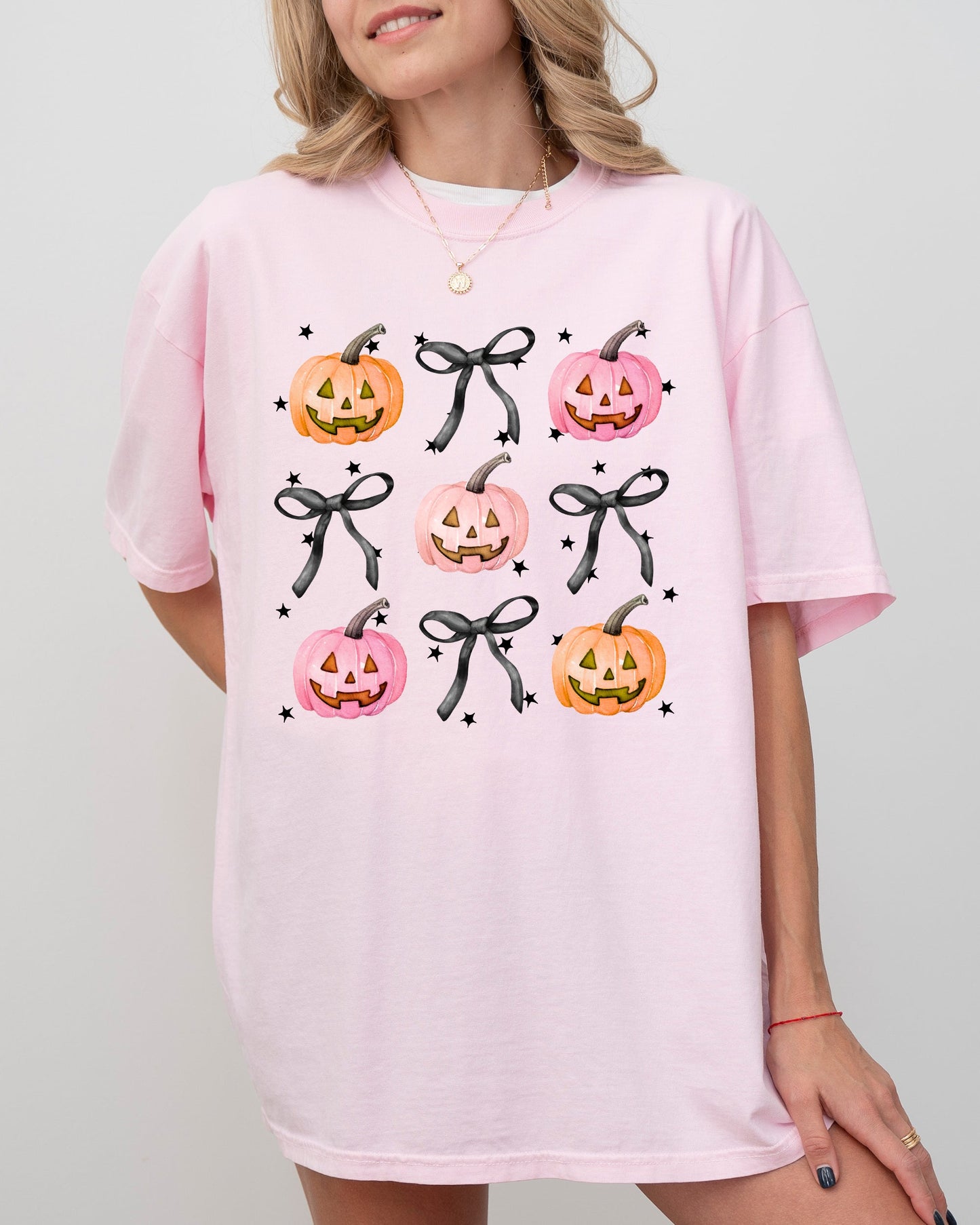 Halloween Cute Pumpkins Bows Autumn Fall Thanksgiving Shirt Comfort Colors T-Shirt