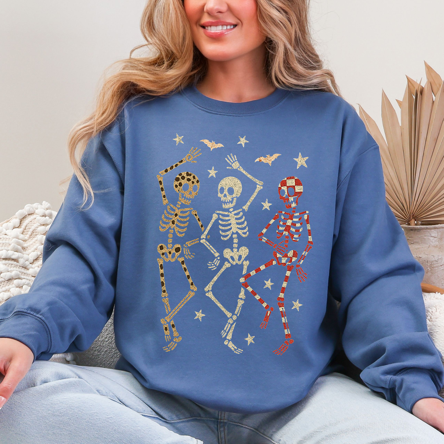 Halloween Dancing Skeletons Shirt Leopard Checker Cherry Print Sweatshirt Refinery No. 1