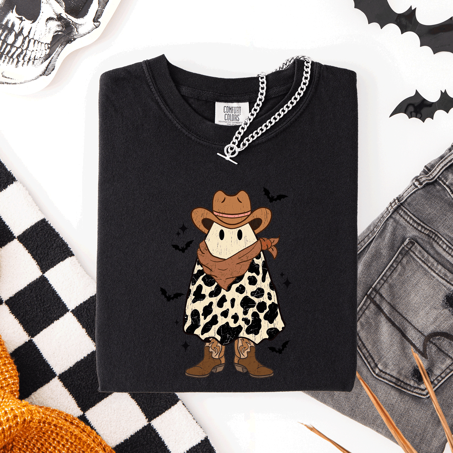 Halloween Ghost Cowboy Comfort Colors T-Shirt Western Country