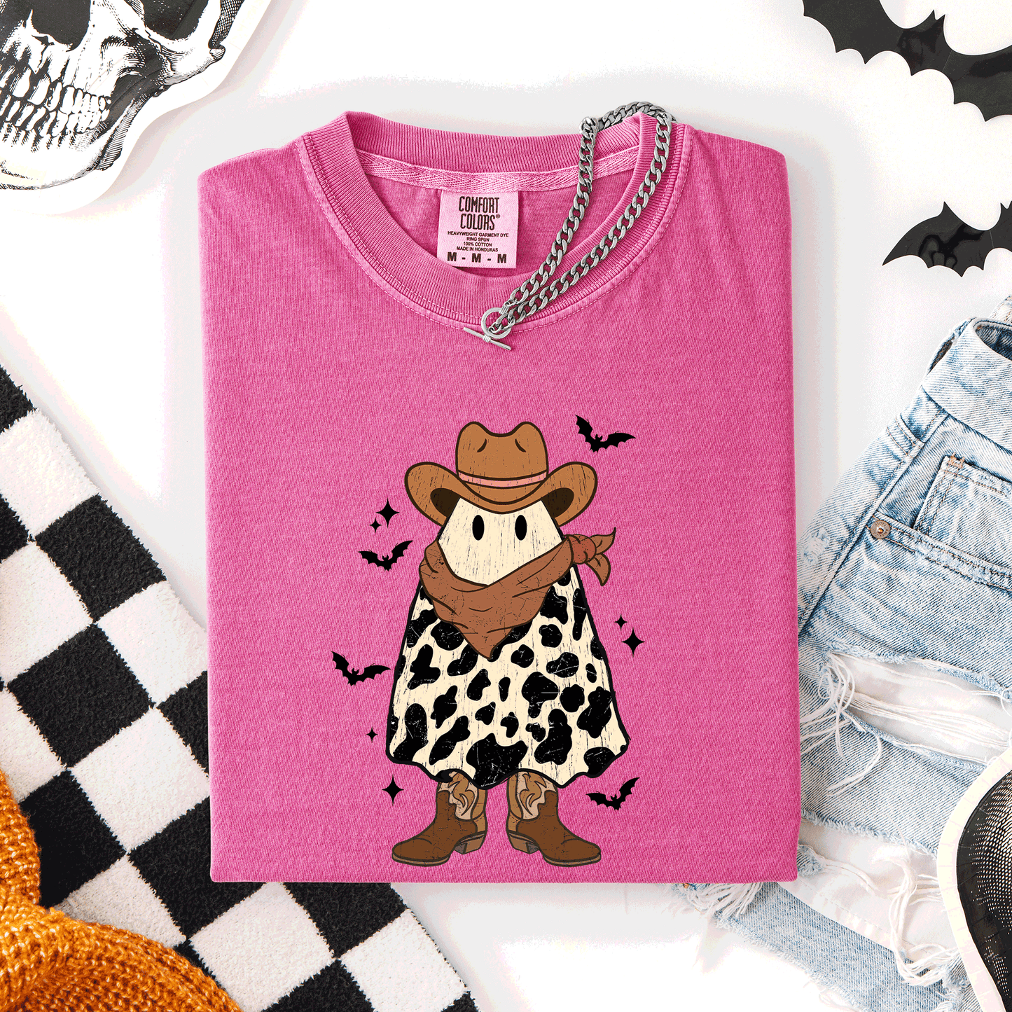 Halloween Ghost Cowboy Comfort Colors T-Shirt Western Country