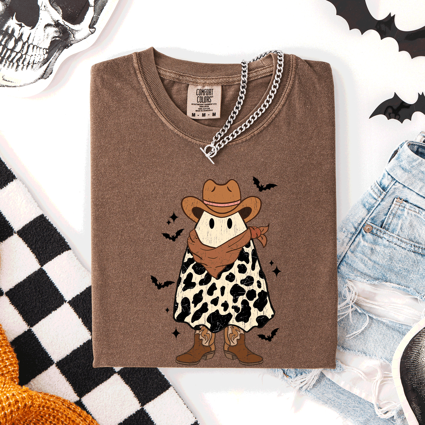 Halloween Ghost Cowboy Comfort Colors T-Shirt Western Country