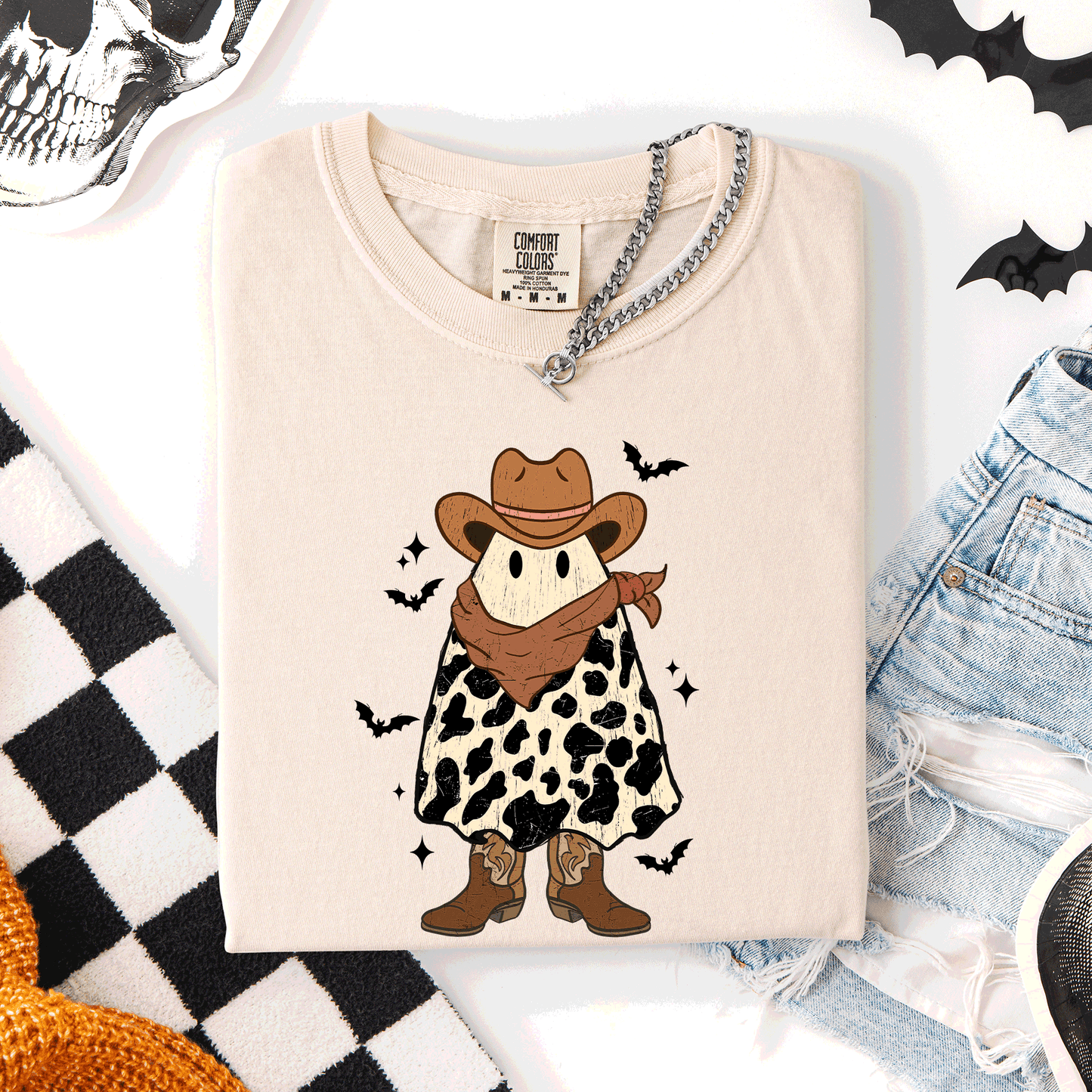 Halloween Ghost Cowboy Comfort Colors T-Shirt Western Country