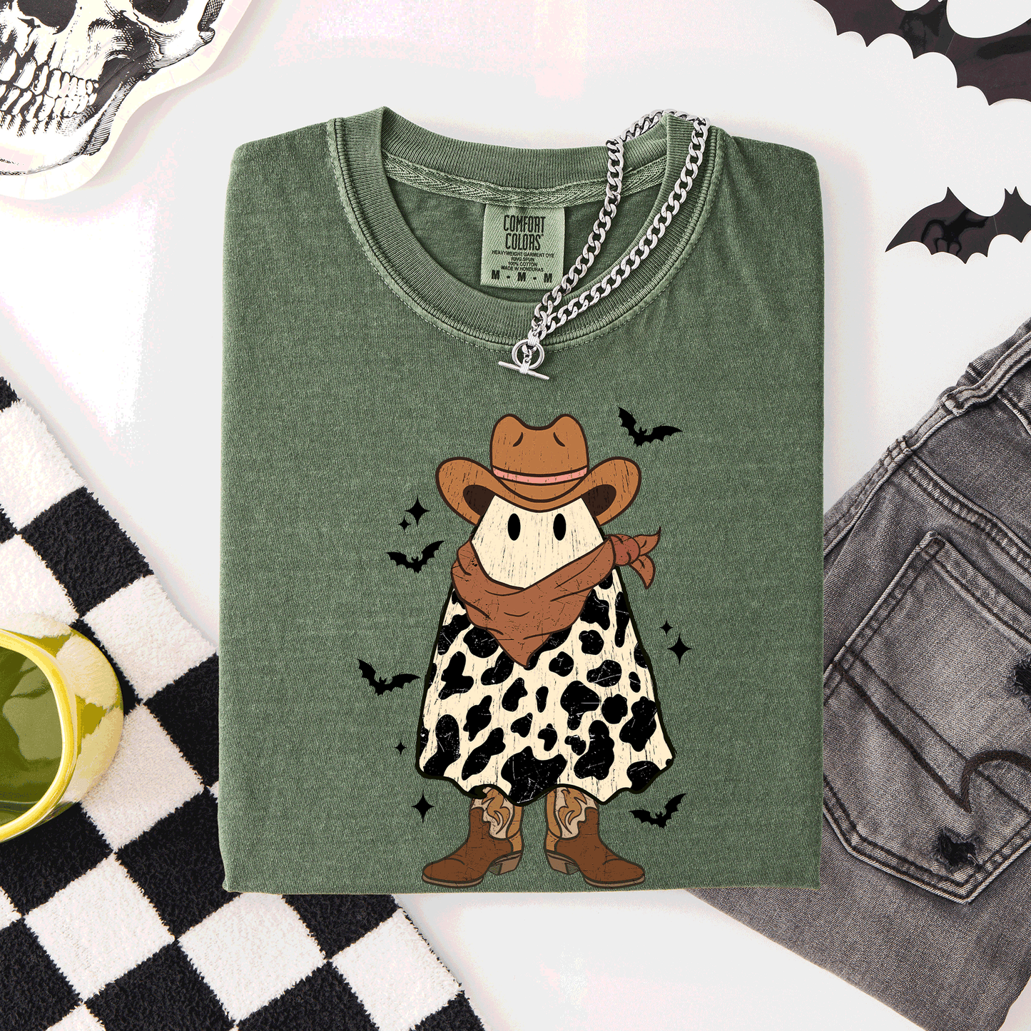 Halloween Ghost Cowboy Comfort Colors T-Shirt Western Country
