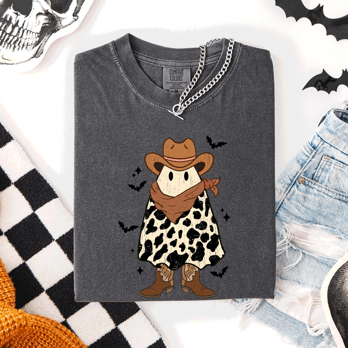 Halloween Ghost Cowboy Comfort Colors T-Shirt Western Country