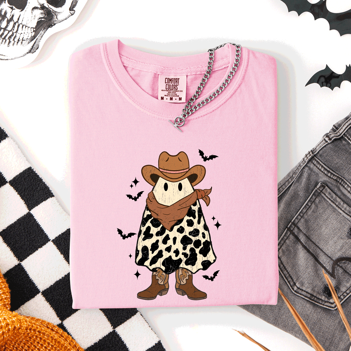 Halloween Ghost Cowboy Comfort Colors T-Shirt Western Country