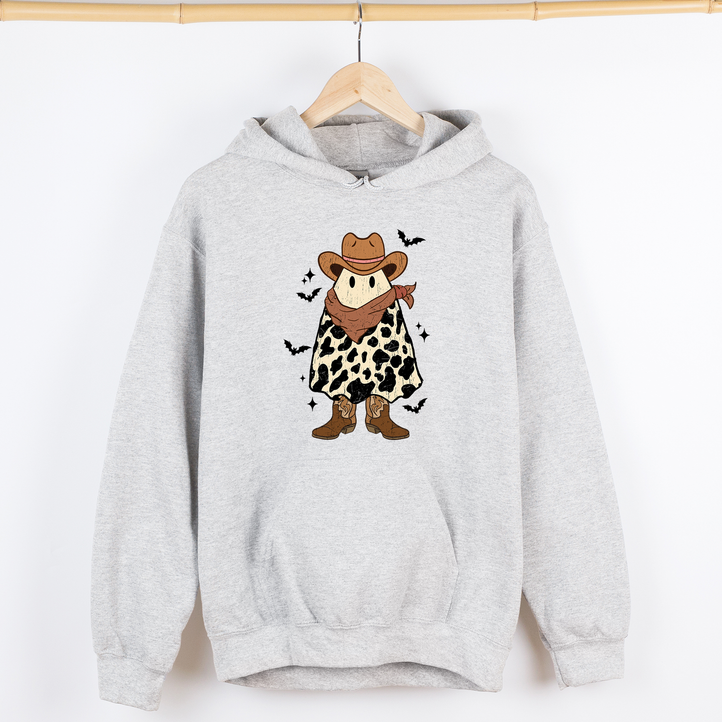 Halloween Ghost Cowboy Faux Quilt Graphic Hoodie Hooded Sweatshirt Refinery Number One