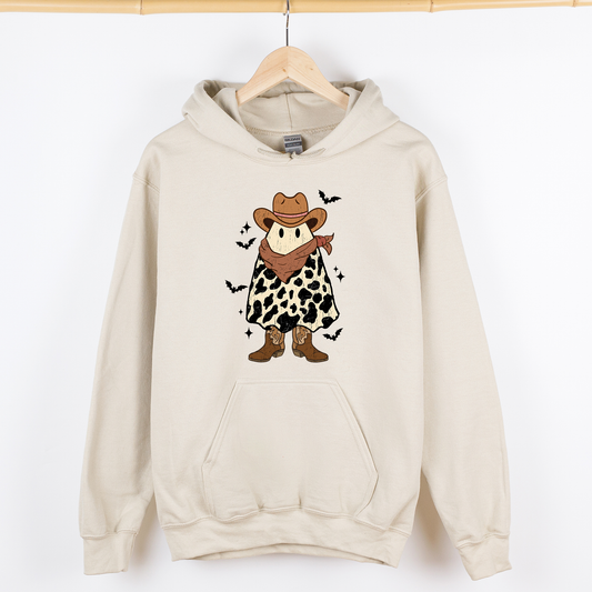 Halloween Ghost Cowboy Faux Quilt Graphic Hoodie Hooded Sweatshirt Refinery Number One