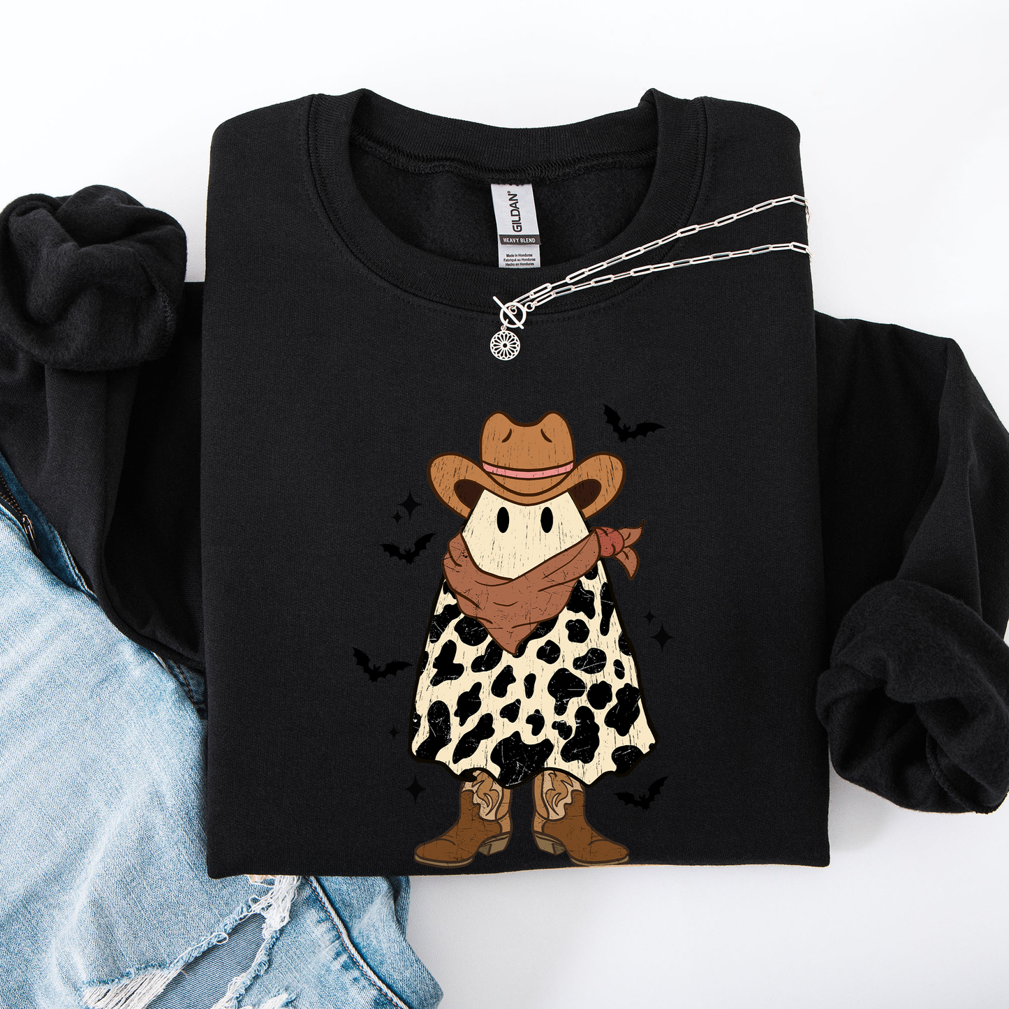 Halloween Ghost Cowboy Western Country Sweatshirt Refinery Number One