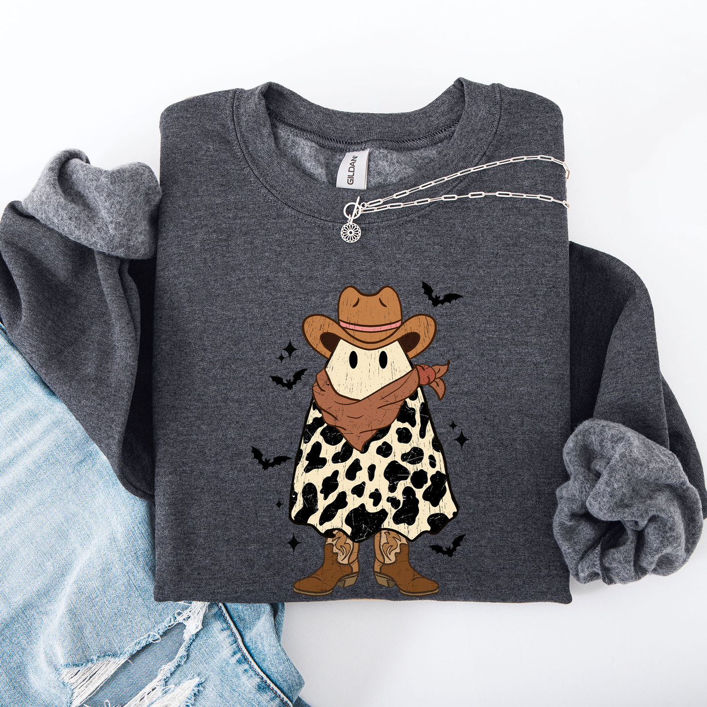 Halloween Ghost Cowboy Western Country Sweatshirt Refinery Number One