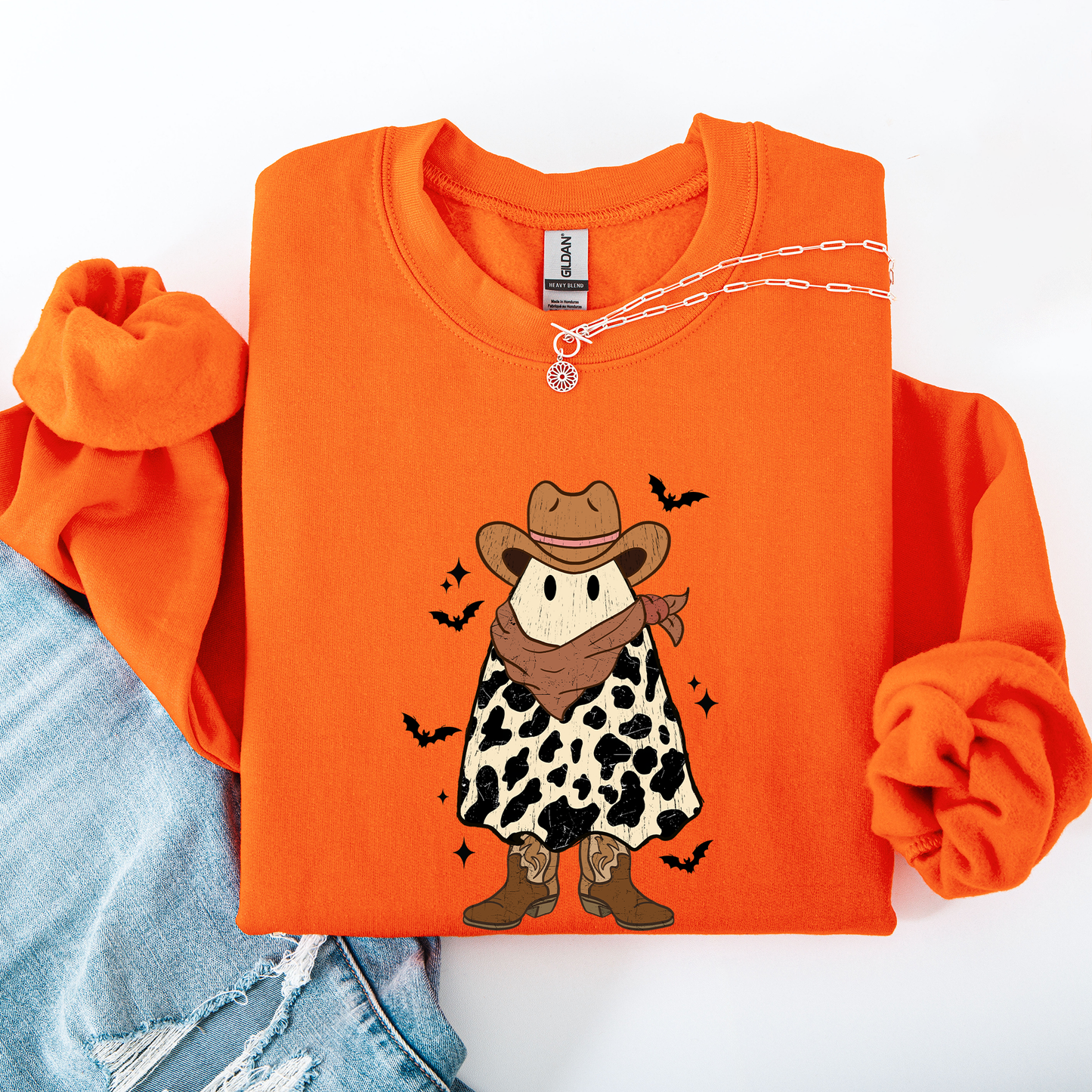 Halloween Ghost Cowboy Western Country Sweatshirt Refinery Number One