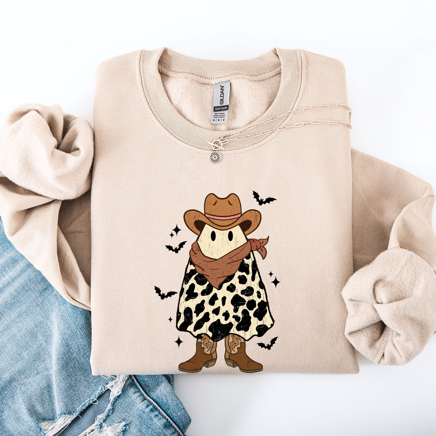 Halloween Ghost Cowboy Western Country Sweatshirt Refinery Number One