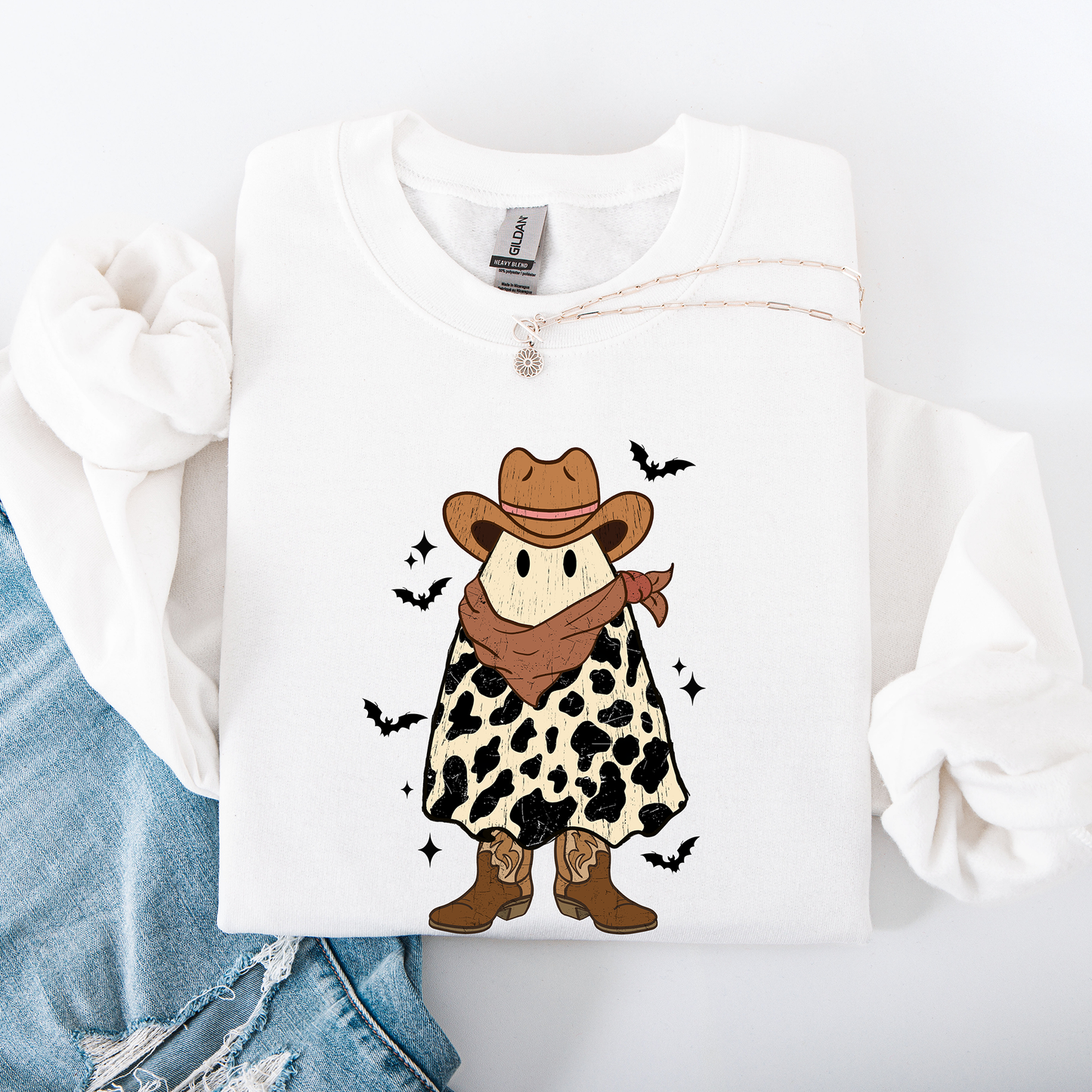 Halloween Ghost Cowboy Western Country Sweatshirt Refinery Number One