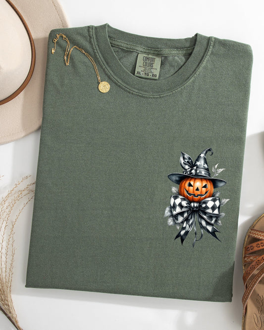 Halloween Jack-o-lantern Ribbon Pumpkin Pocket Print Comfort Colors T-Shirt