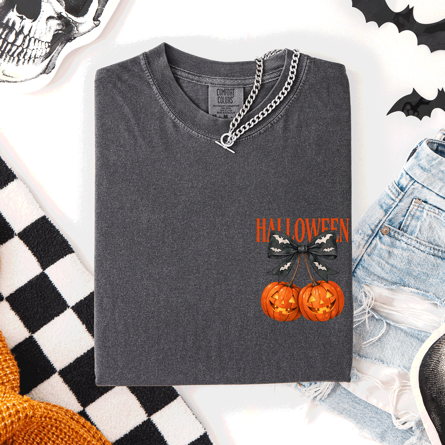 Halloween Jack o Lanterns Cute Pocket Comfort Colors T-Shirt
