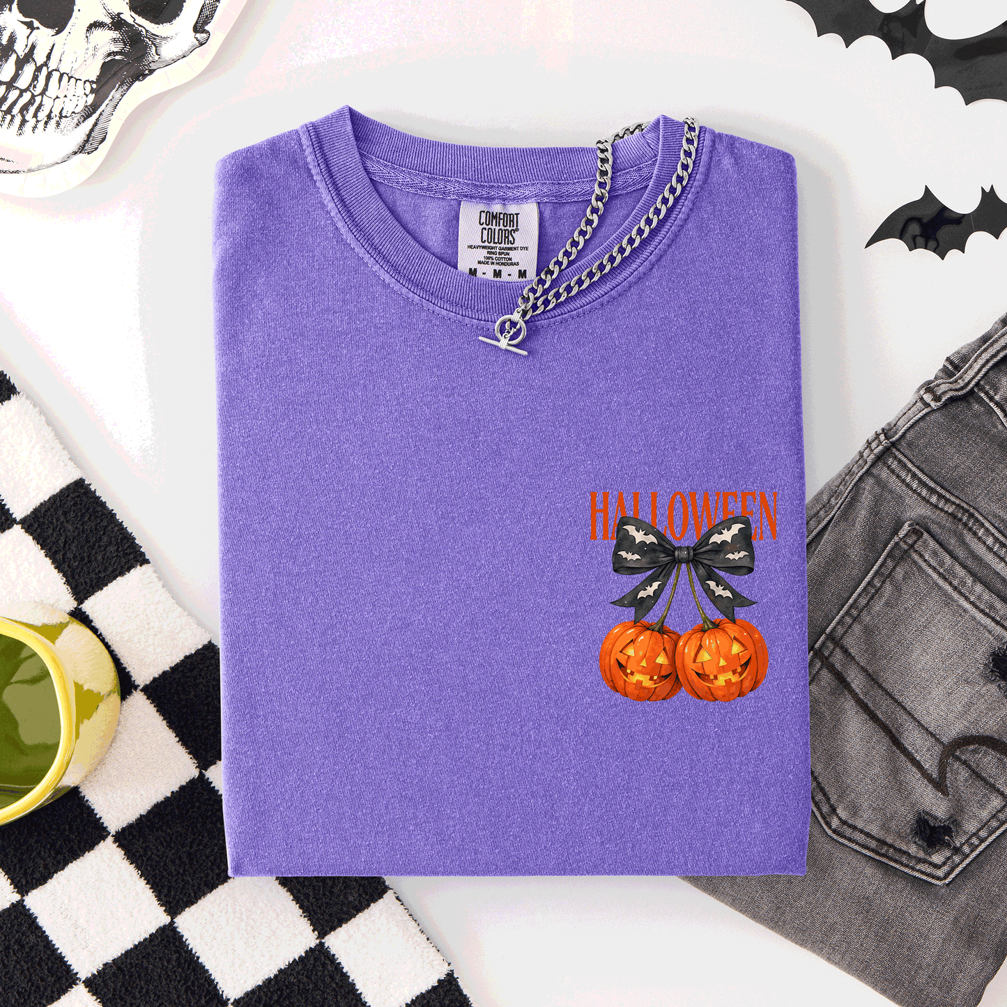Halloween Jack o Lanterns Cute Pocket Comfort Colors T-Shirt
