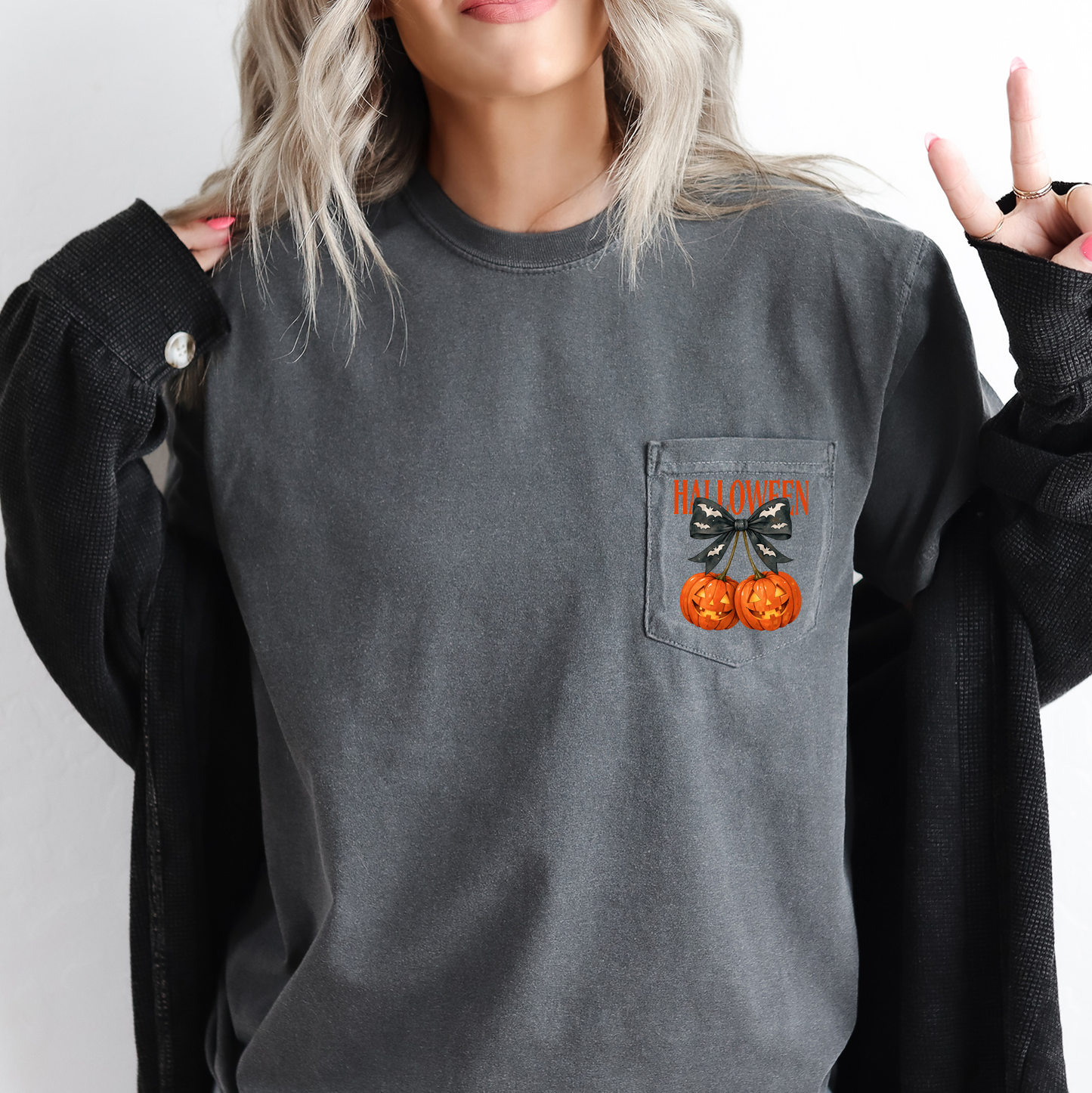 Halloween Cherry Coquette Pocket T-Shirt Comfort Colors