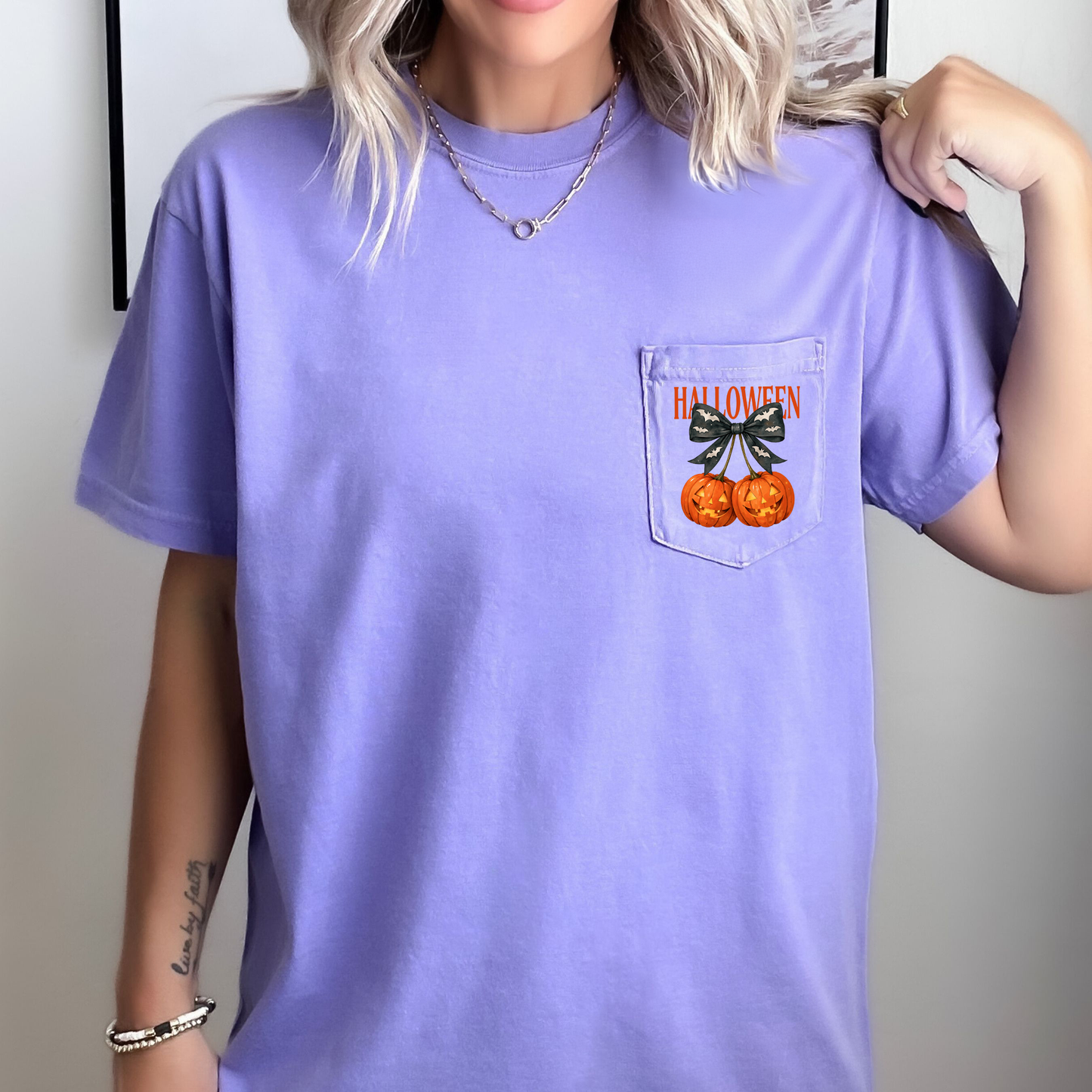 Halloween Cherry Coquette Pocket T-Shirt Comfort Colors