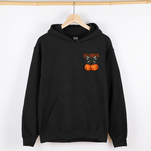 Halloween Jack-o-Lanterns Cherry Pocket Graphic Hoodie Hooded Sweatshirt Refinery Number One