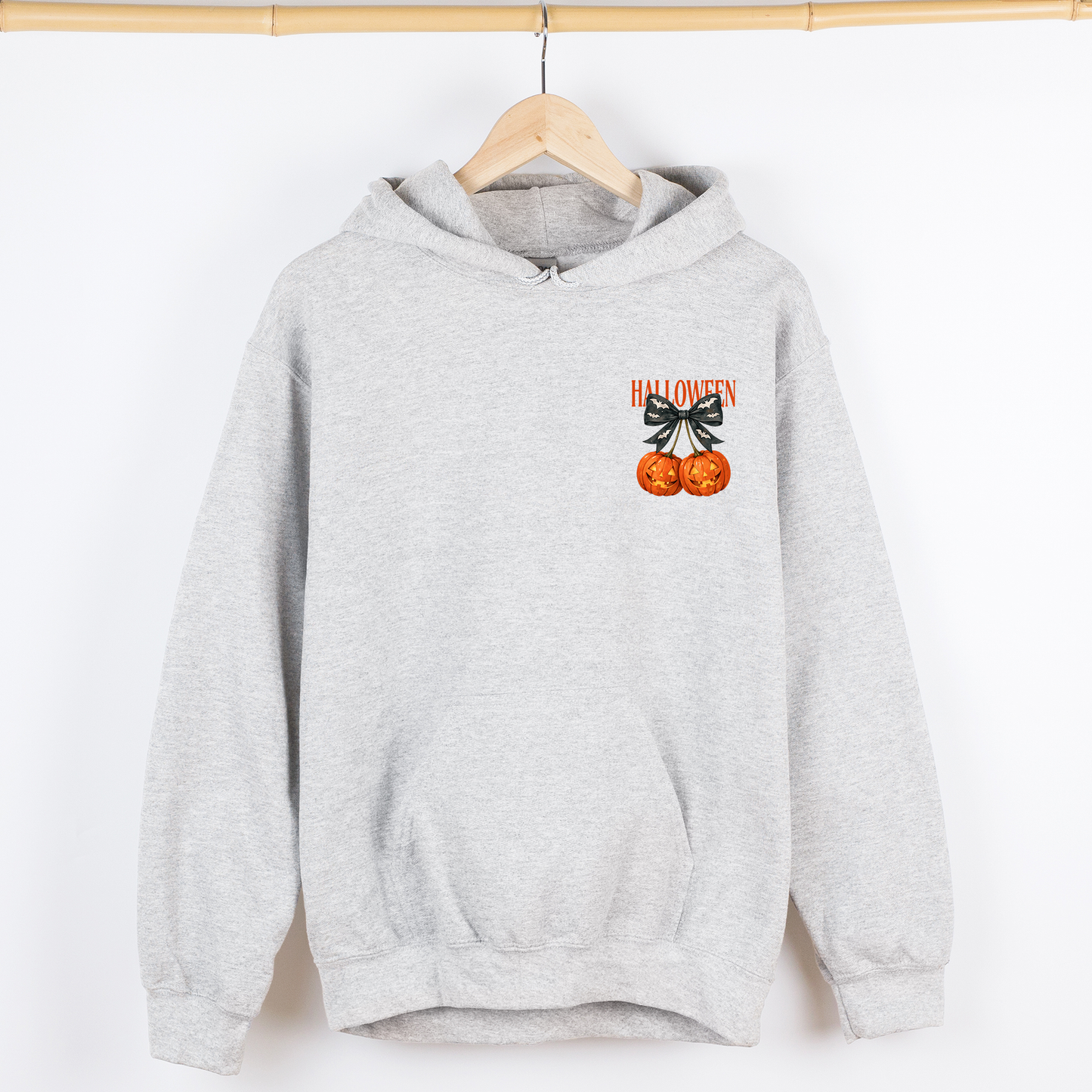 Halloween Jack-o-Lanterns Cherry Pocket Graphic Hoodie Hooded Sweatshirt Refinery Number One