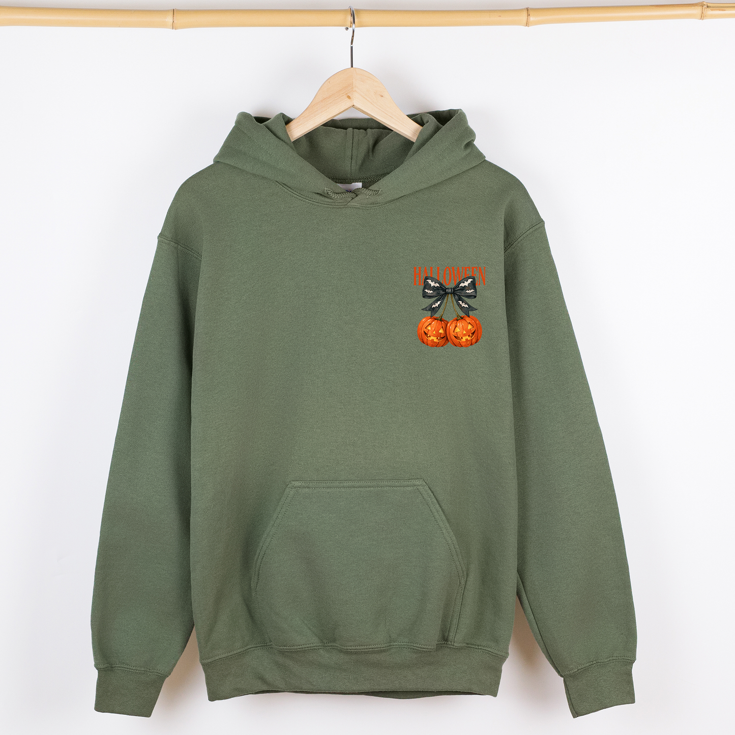 Halloween Jack-o-Lanterns Cherry Pocket Graphic Hoodie Hooded Sweatshirt Refinery Number One