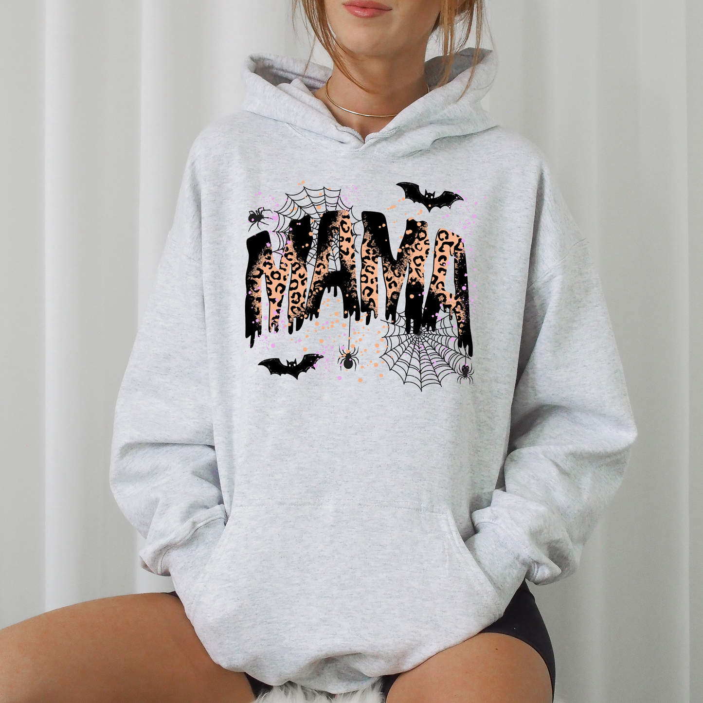 Halloween Mama Leopard Graphic Hoodie Hooded Sweatshirt Refinery Number One