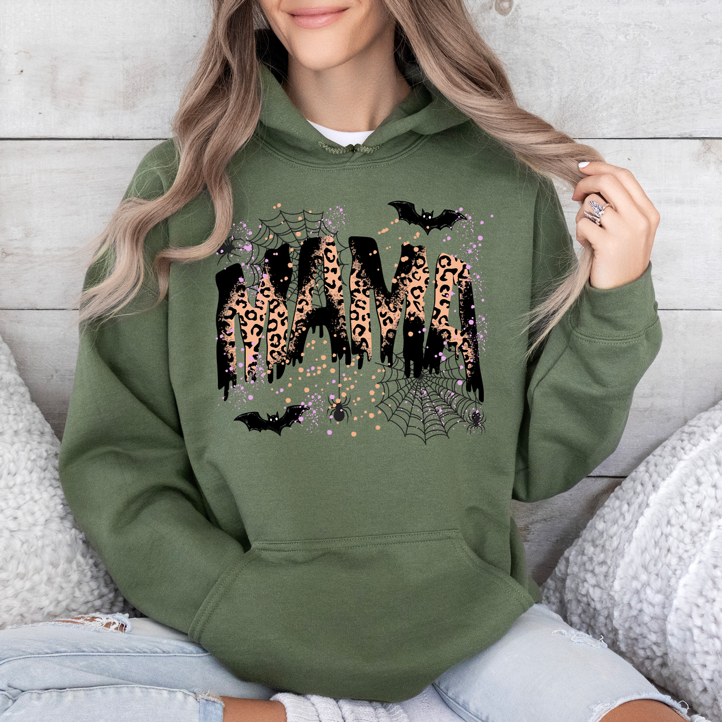 Halloween Mama Leopard Graphic Hoodie Hooded Sweatshirt Refinery Number One