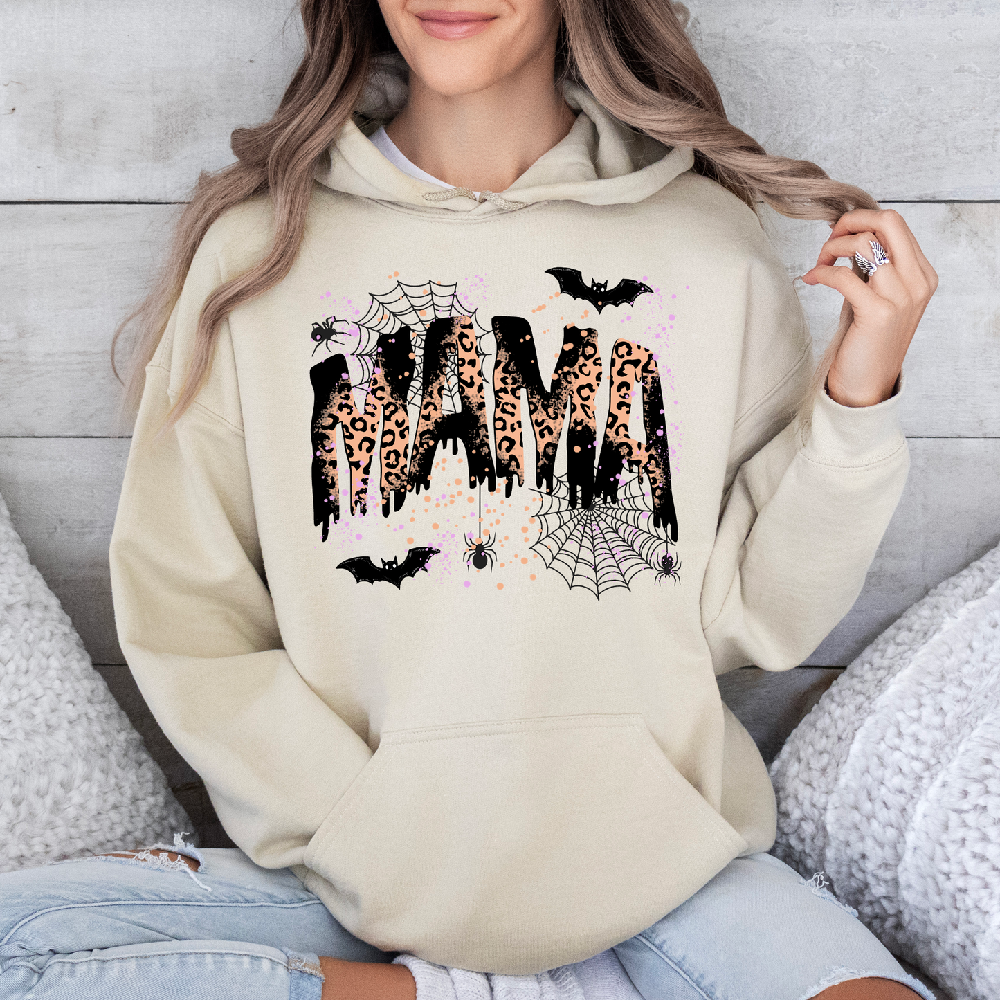 Halloween Mama Leopard Graphic Hoodie Hooded Sweatshirt Refinery Number One
