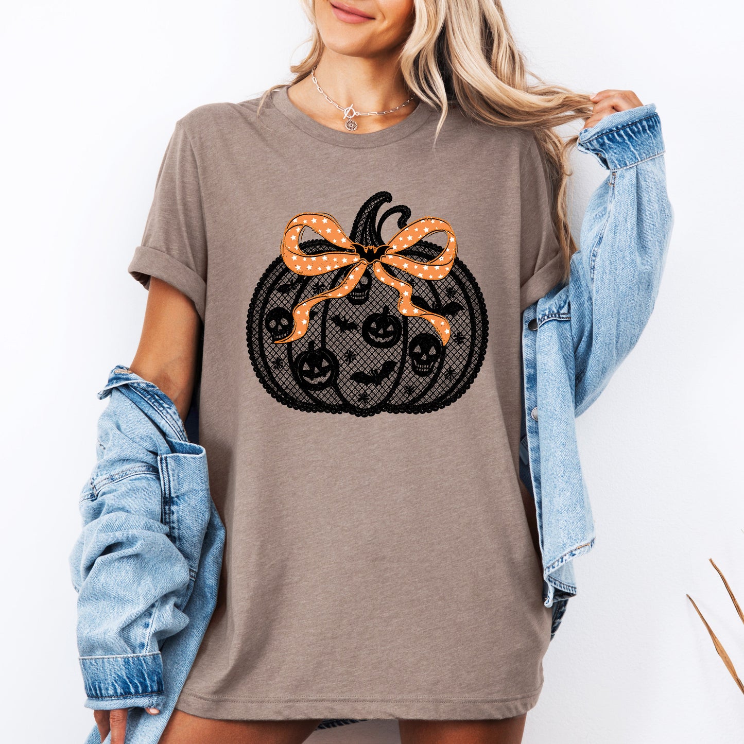 Halloween Pumpkin Faux Lace Ribbon Bows T-shirt Refinery Number One