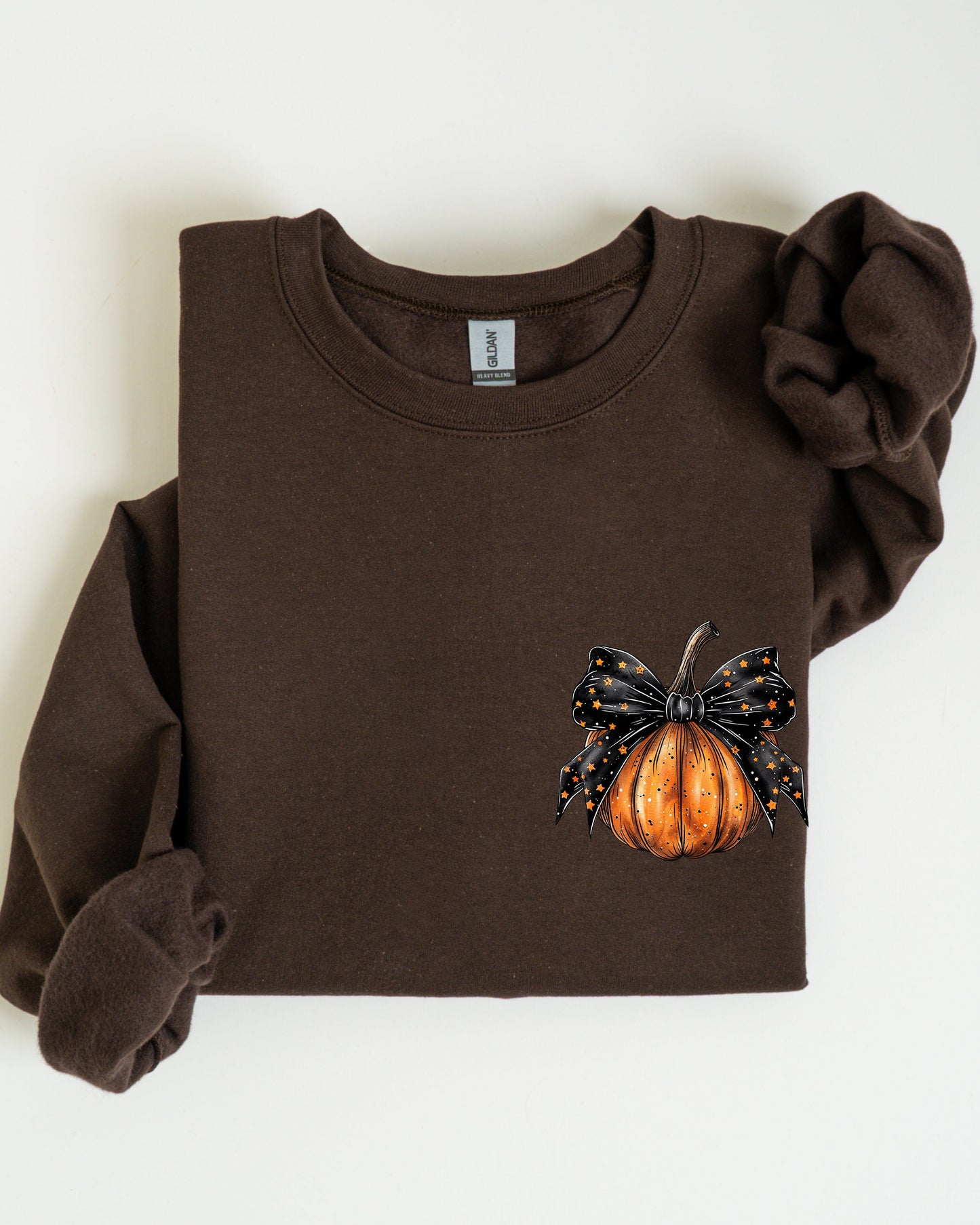 Halloween Pumpkin Ribbon Pocket Print Sweatshirt Coquette