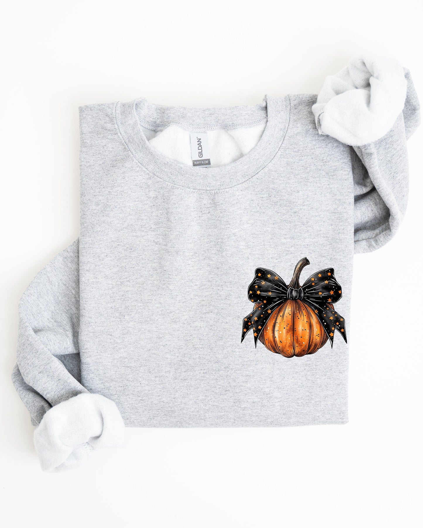 Halloween Pumpkin Ribbon Pocket Print Sweatshirt Coquette