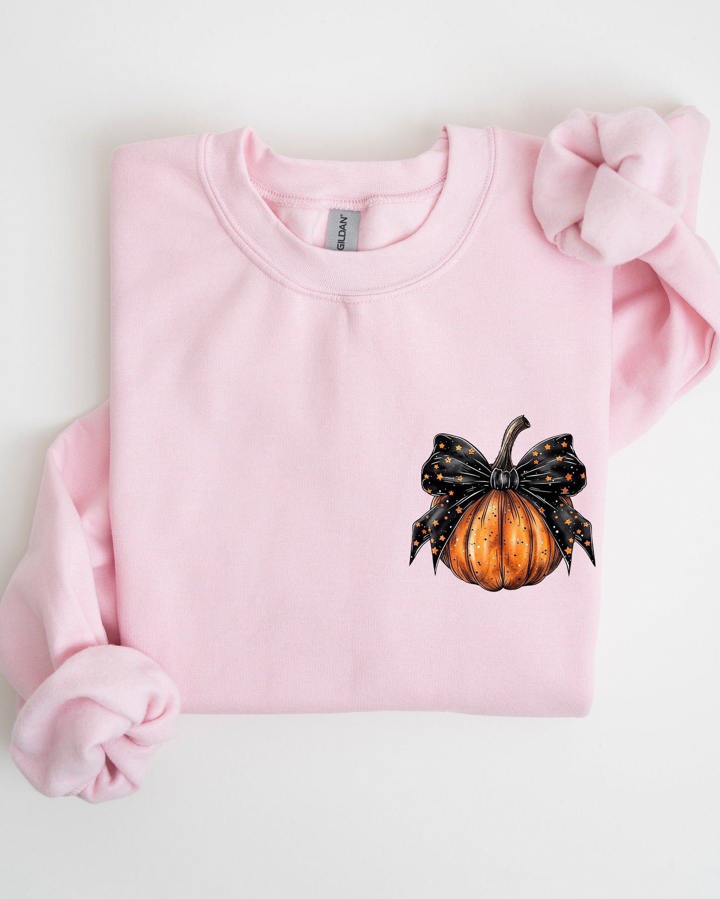 Halloween Pumpkin Ribbon Pocket Print Sweatshirt Coquette