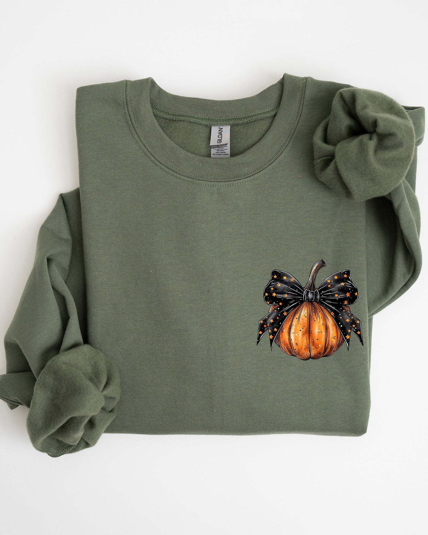 Halloween Pumpkin Ribbon Pocket Print Sweatshirt Coquette
