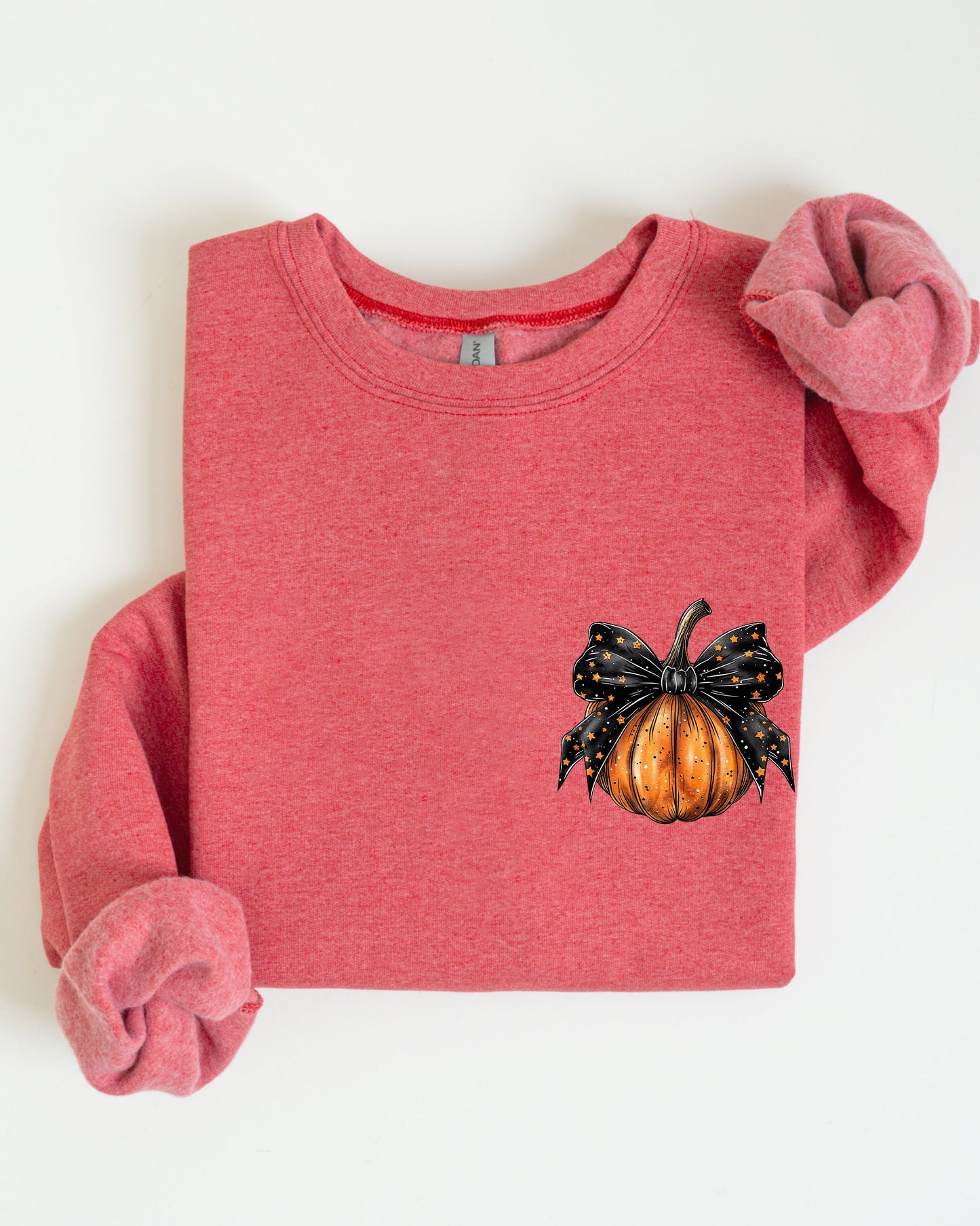 Halloween Pumpkin Ribbon Pocket Print Sweatshirt Coquette