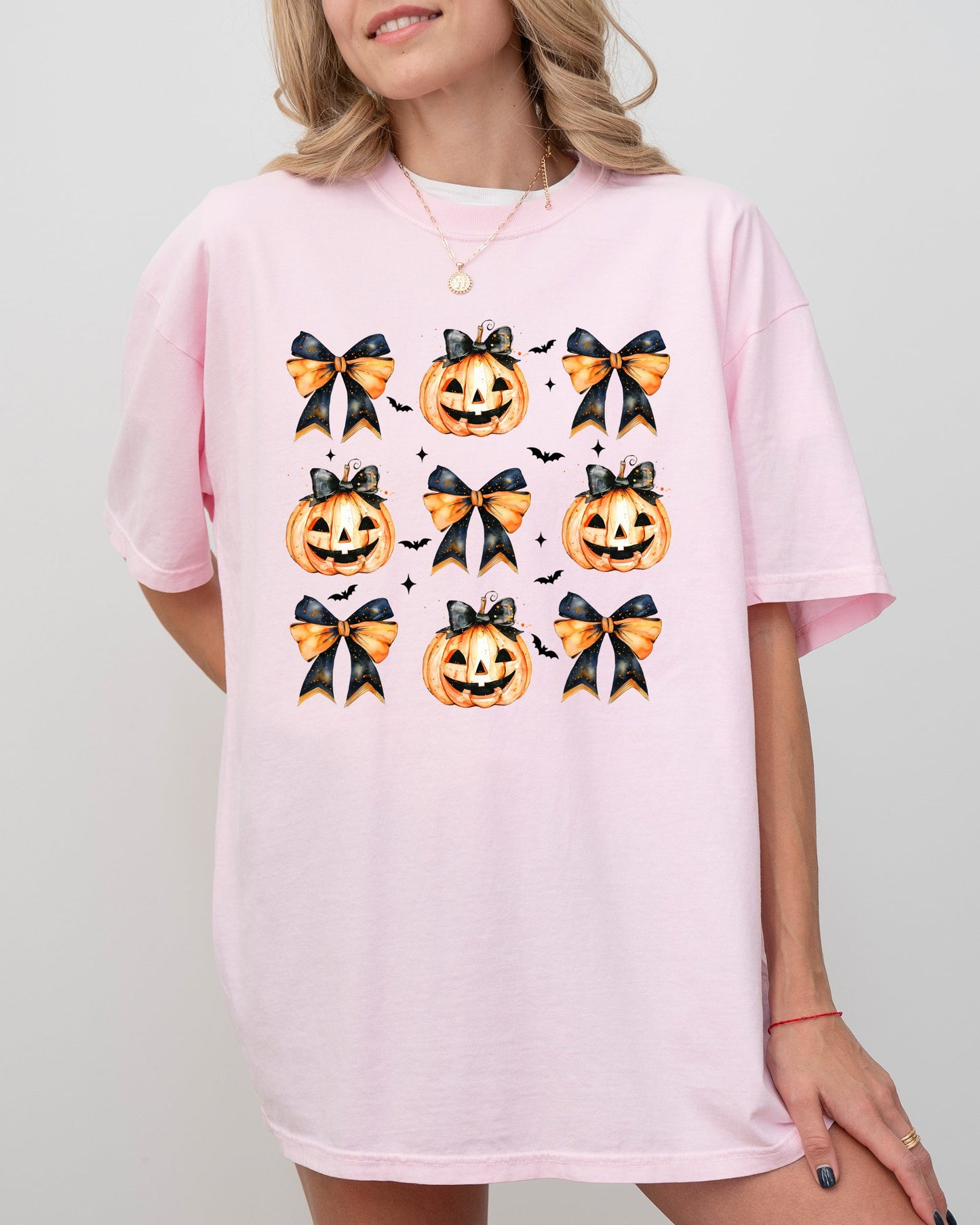 Halloween Pumpkins Bows Cute Jack-o-lantern Ribbons Comfort Colors T-Shirt