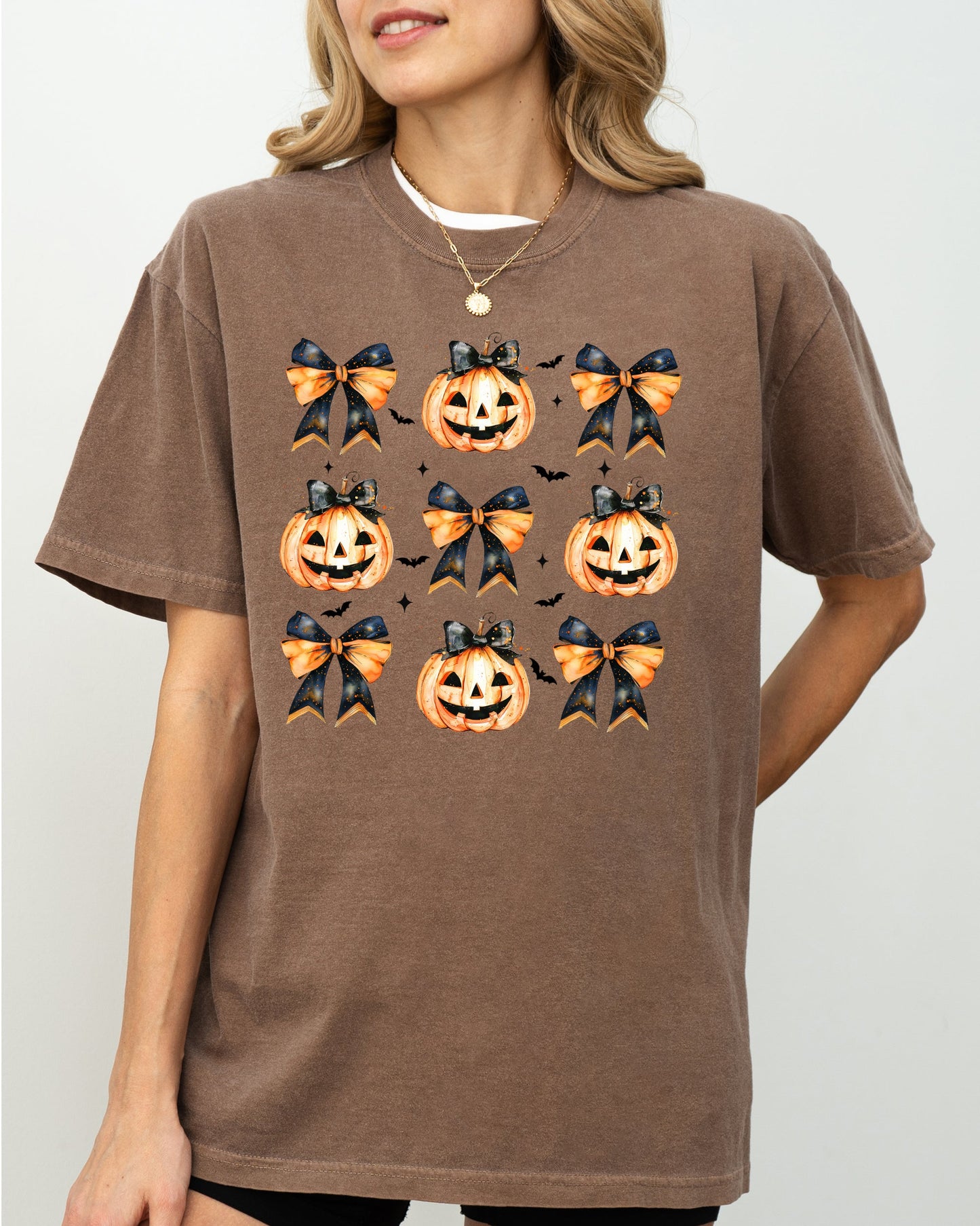 Halloween Pumpkins Bows Cute Jack-o-lantern Ribbons Comfort Colors T-Shirt
