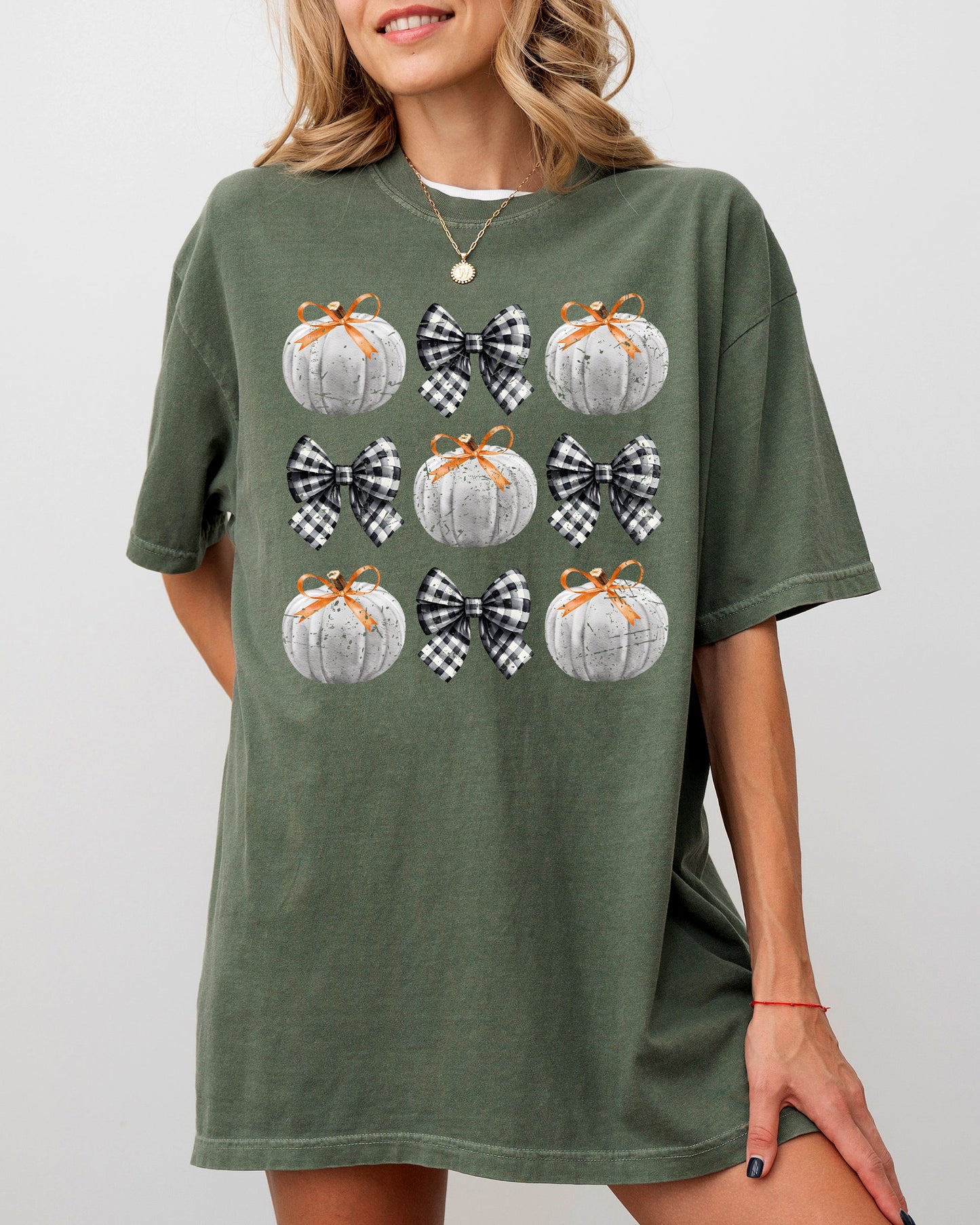 Halloween Ribbons and Pumpkins Fall Autumn Shirt Comfort Colors T-Shirt Coquette Bows