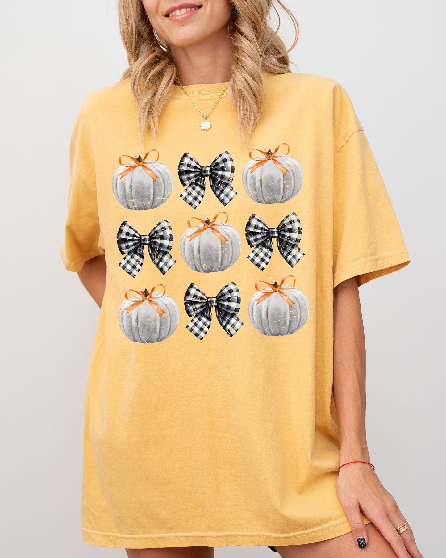 Halloween Ribbons and Pumpkins Fall Autumn Shirt Comfort Colors T-Shirt Coquette Bows
