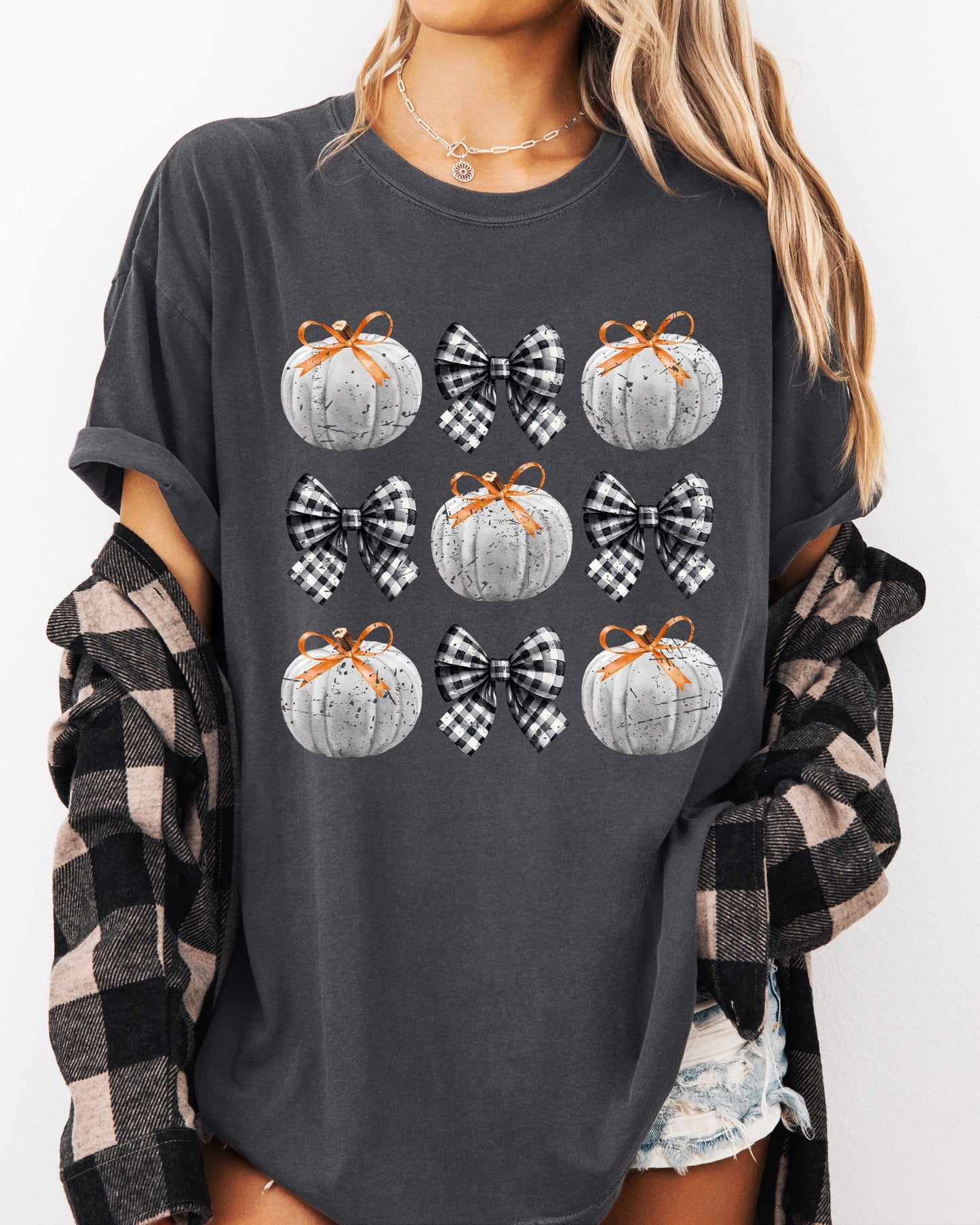 Halloween Ribbons and Pumpkins Fall Autumn Shirt Comfort Colors T-Shirt Coquette Bows
