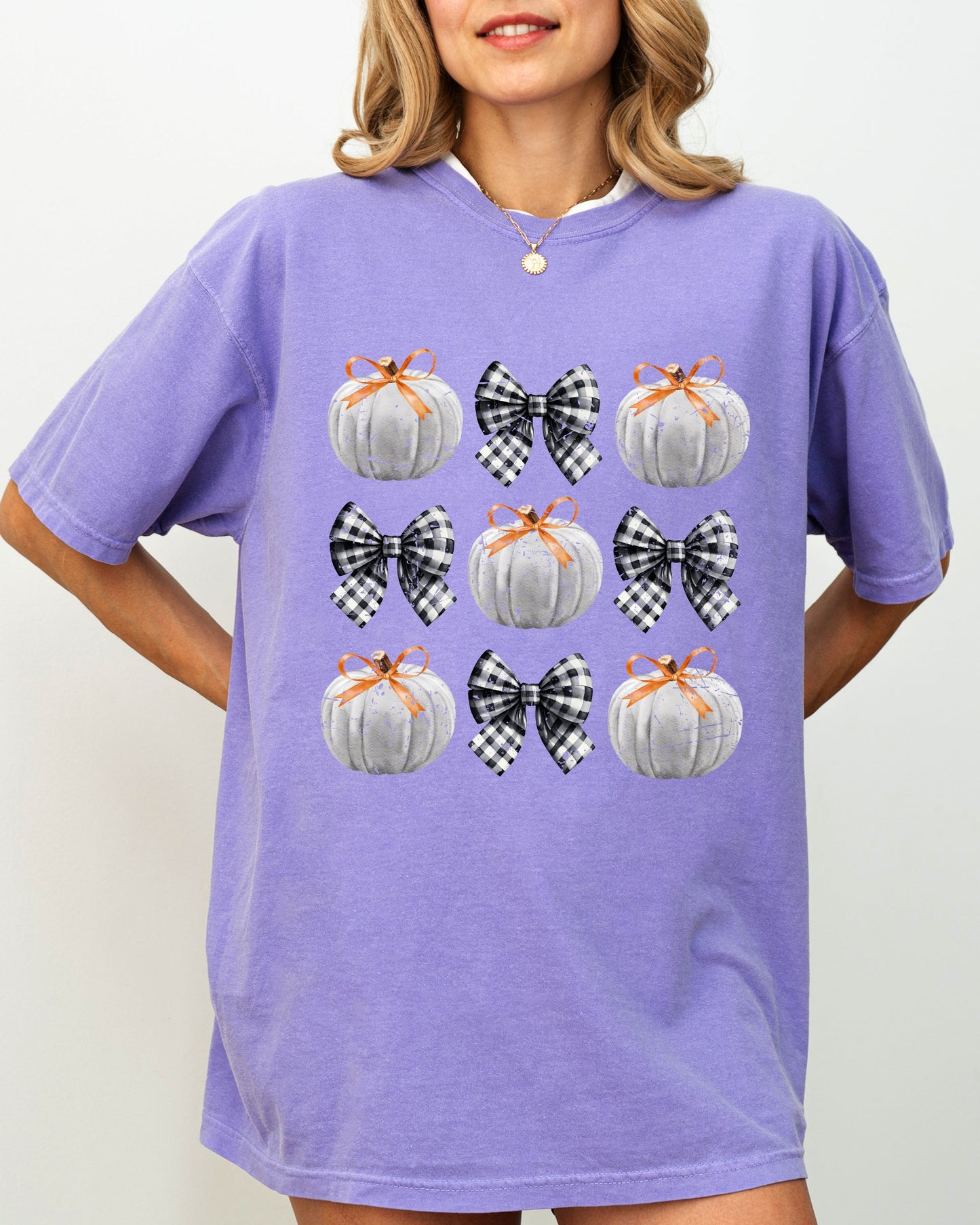 Halloween Ribbons and Pumpkins Fall Autumn Shirt Comfort Colors T-Shirt Coquette Bows