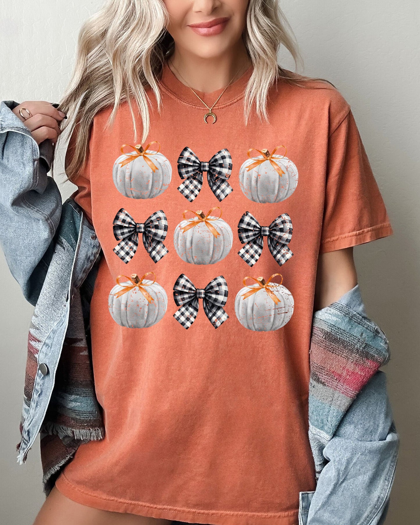 Halloween Ribbons and Pumpkins Fall Autumn Shirt Comfort Colors T-Shirt Coquette Bows