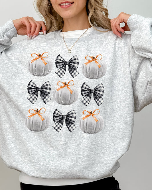 Halloween Ribbons and Pumpkins Coquette Bows Fall Autumn Sweatshirt