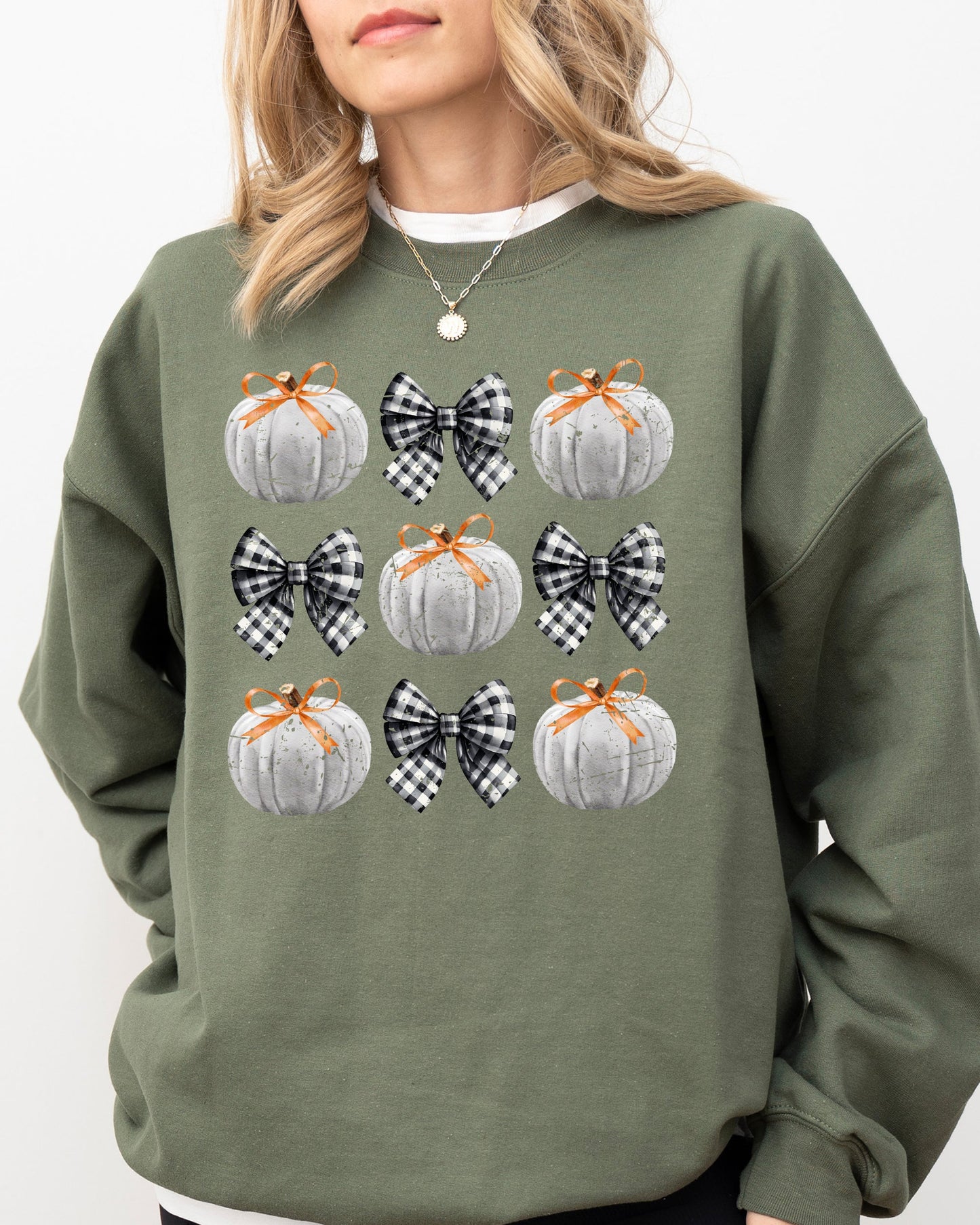 Halloween Ribbons and Pumpkins Coquette Bows Fall Autumn Sweatshirt