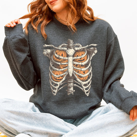 Halloween Skeleton Anatomy Pumpkins Spooky Sweatshirt