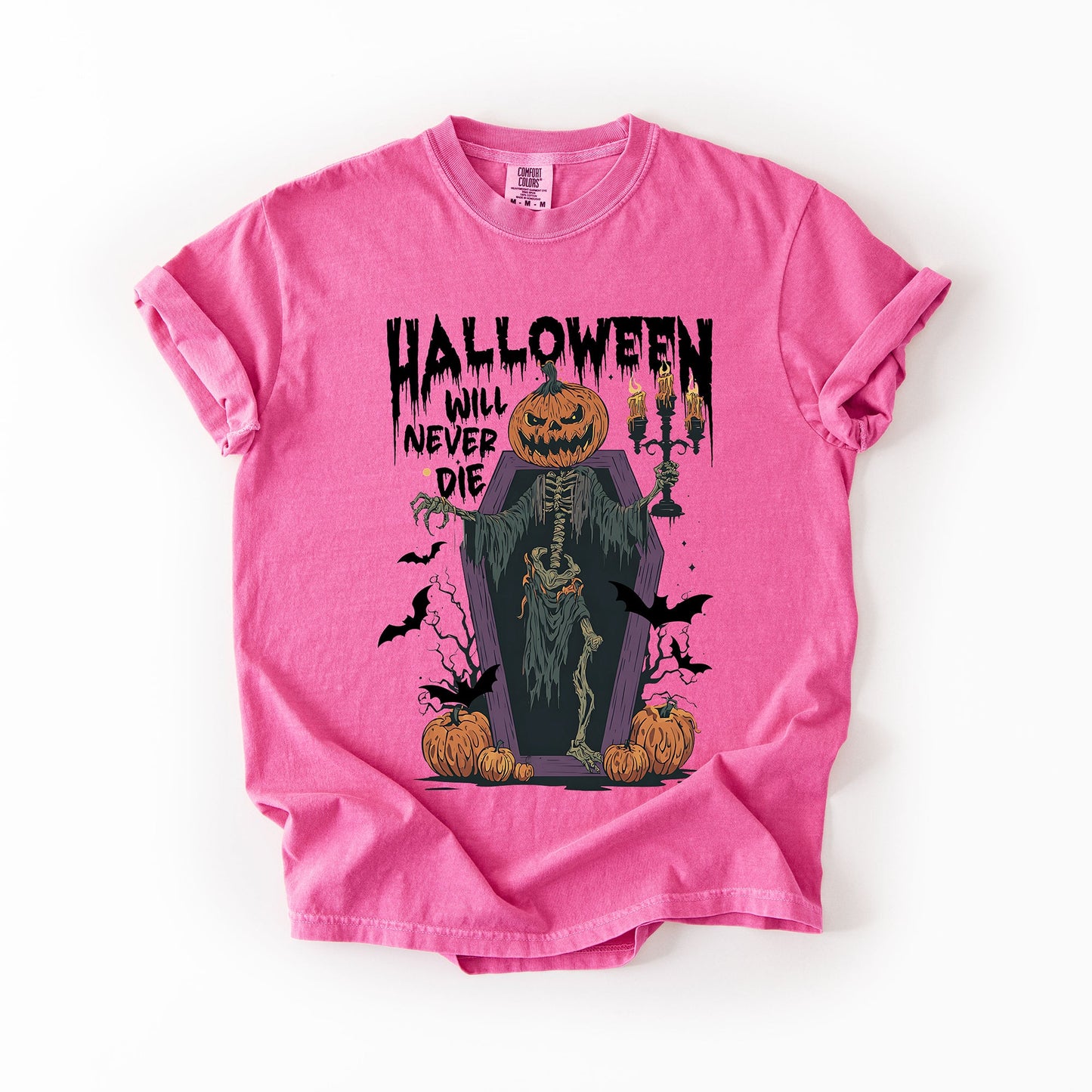 Halloween Will Never Die Spooky Jack o Lantern Pumpkin Comfort Colors T-Shirt Refinery Number One
