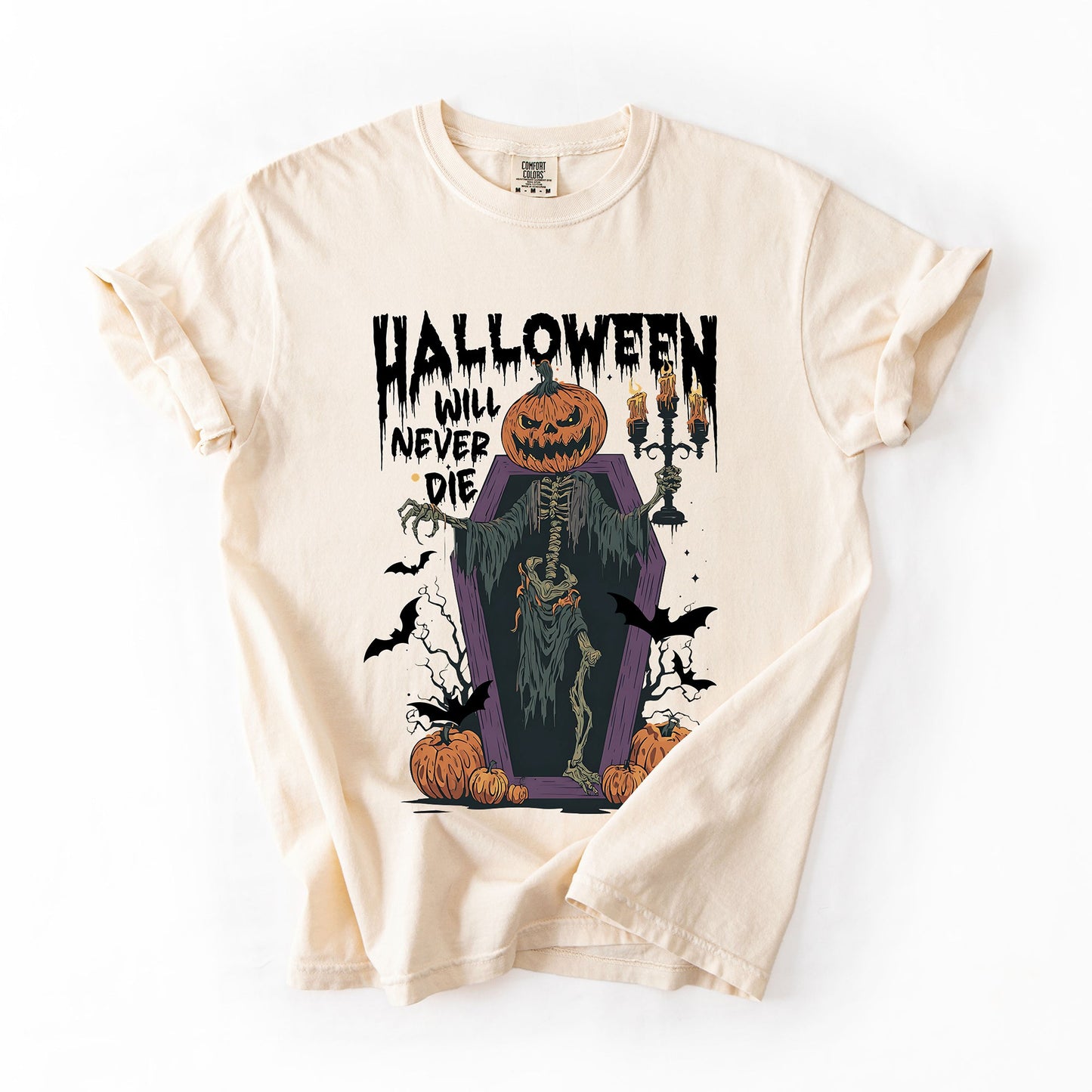 Halloween Will Never Die Spooky Jack o Lantern Pumpkin Comfort Colors T-Shirt Refinery Number One
