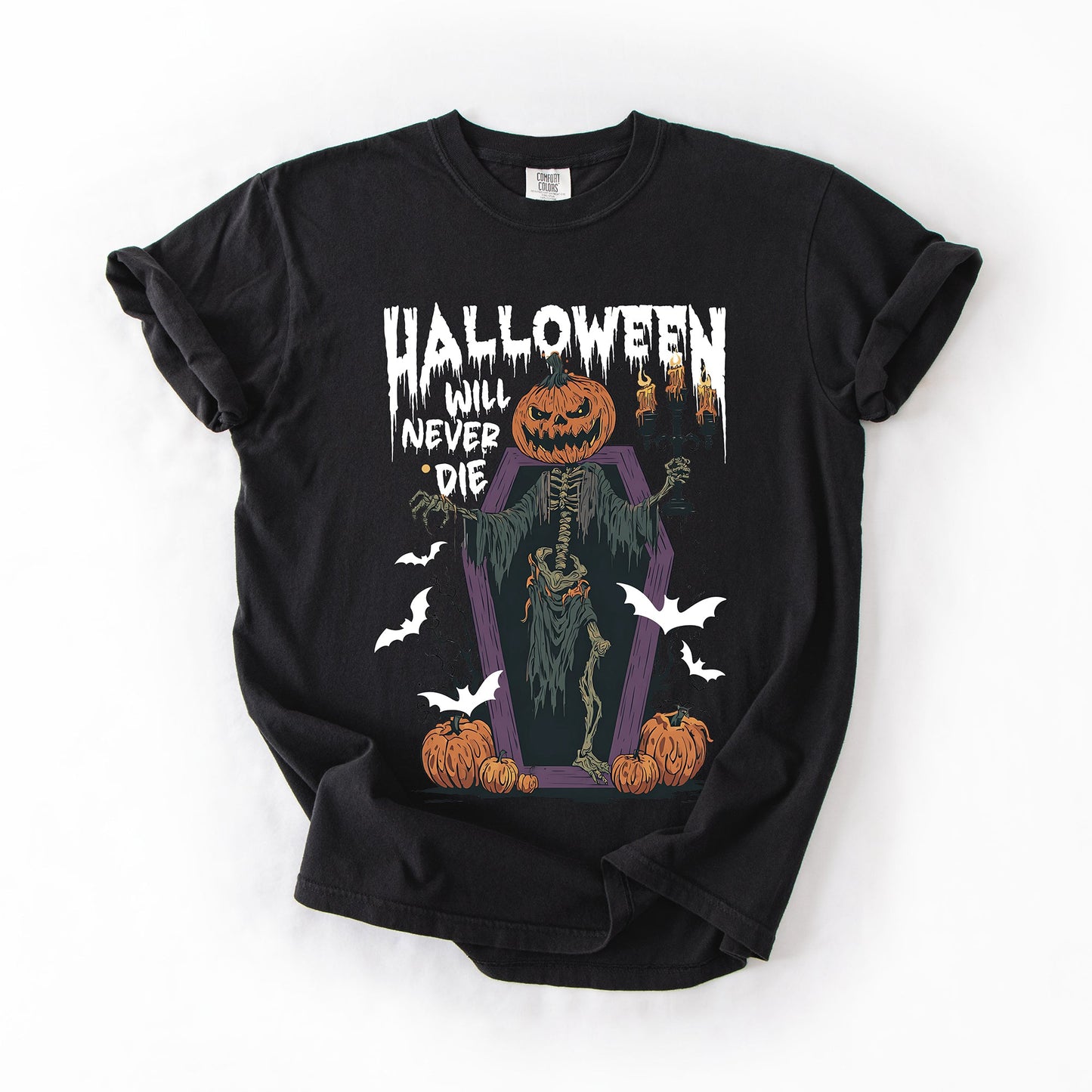 Halloween Will Never Die Spooky Jack o Lantern Pumpkin Comfort Colors T-Shirt Refinery Number One