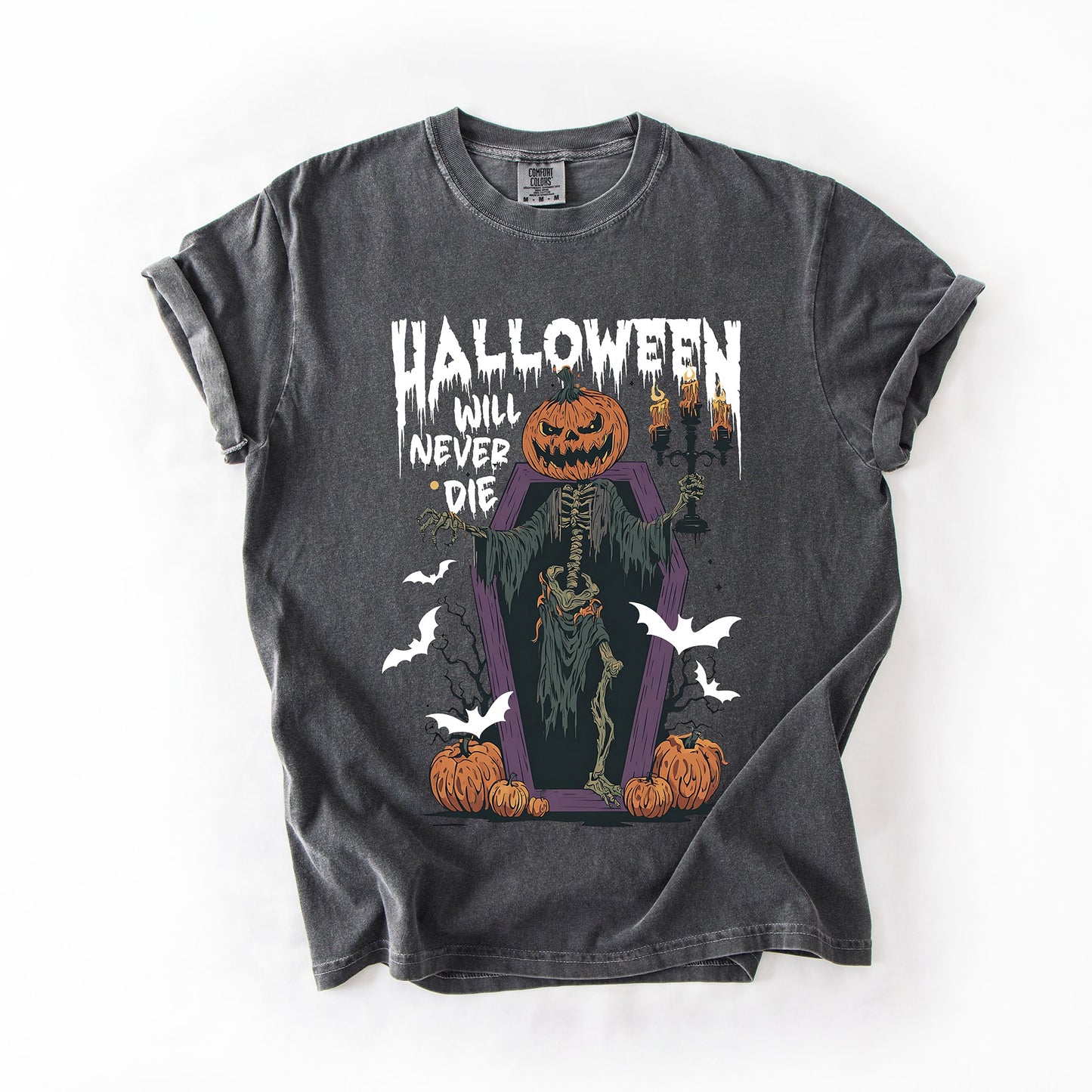 Halloween Will Never Die Spooky Jack o Lantern Pumpkin Comfort Colors T-Shirt Refinery Number One